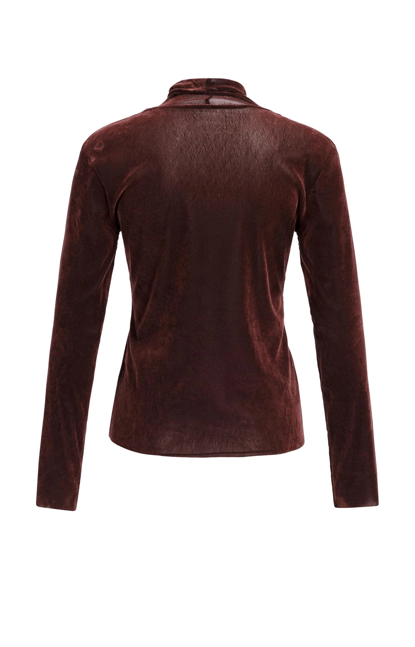 Yaya Velvet Mesh Top - Bitter Chocolate Red