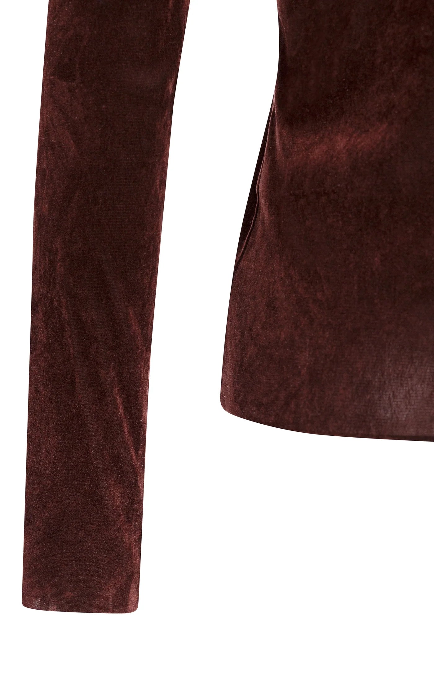 Yaya Velvet Mesh Top - Bitter Chocolate Red