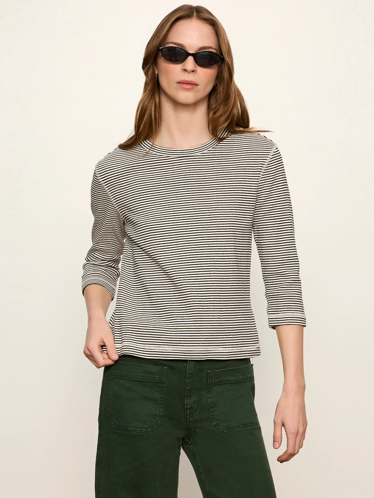 Sanctuary 3/4 Mode Tee - Chalk French Stripe