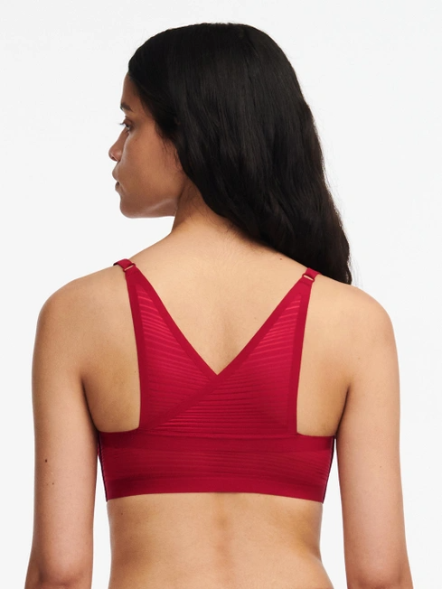 Chantelle Soft Stretch Stripes Bralette - Passion Red M/L Lingerie - Bras - Basic - Non Underwired by Chantelle | Grace the Boutique