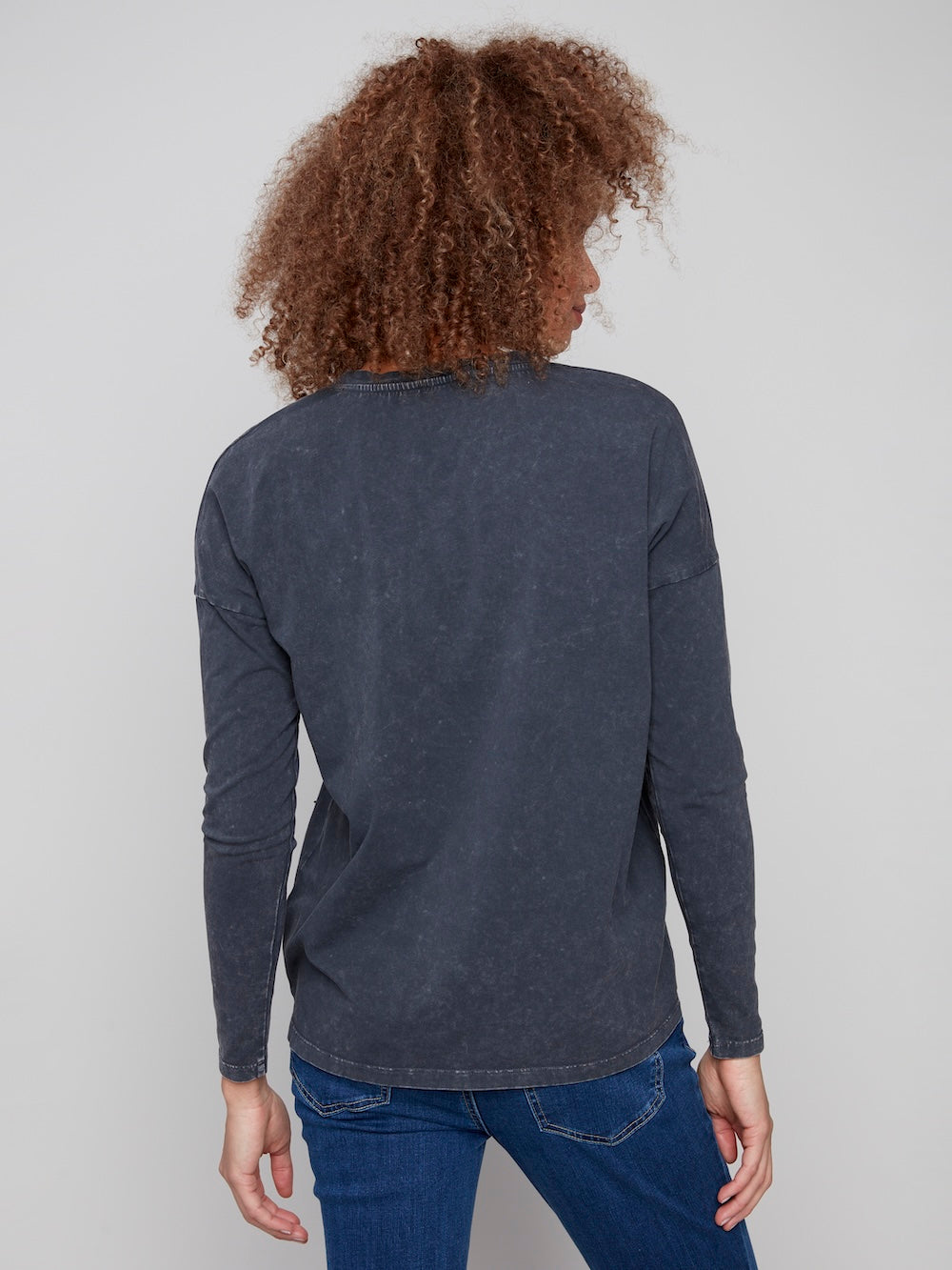 Charlie B Beaded Vintage Wash Knit - Charcoal