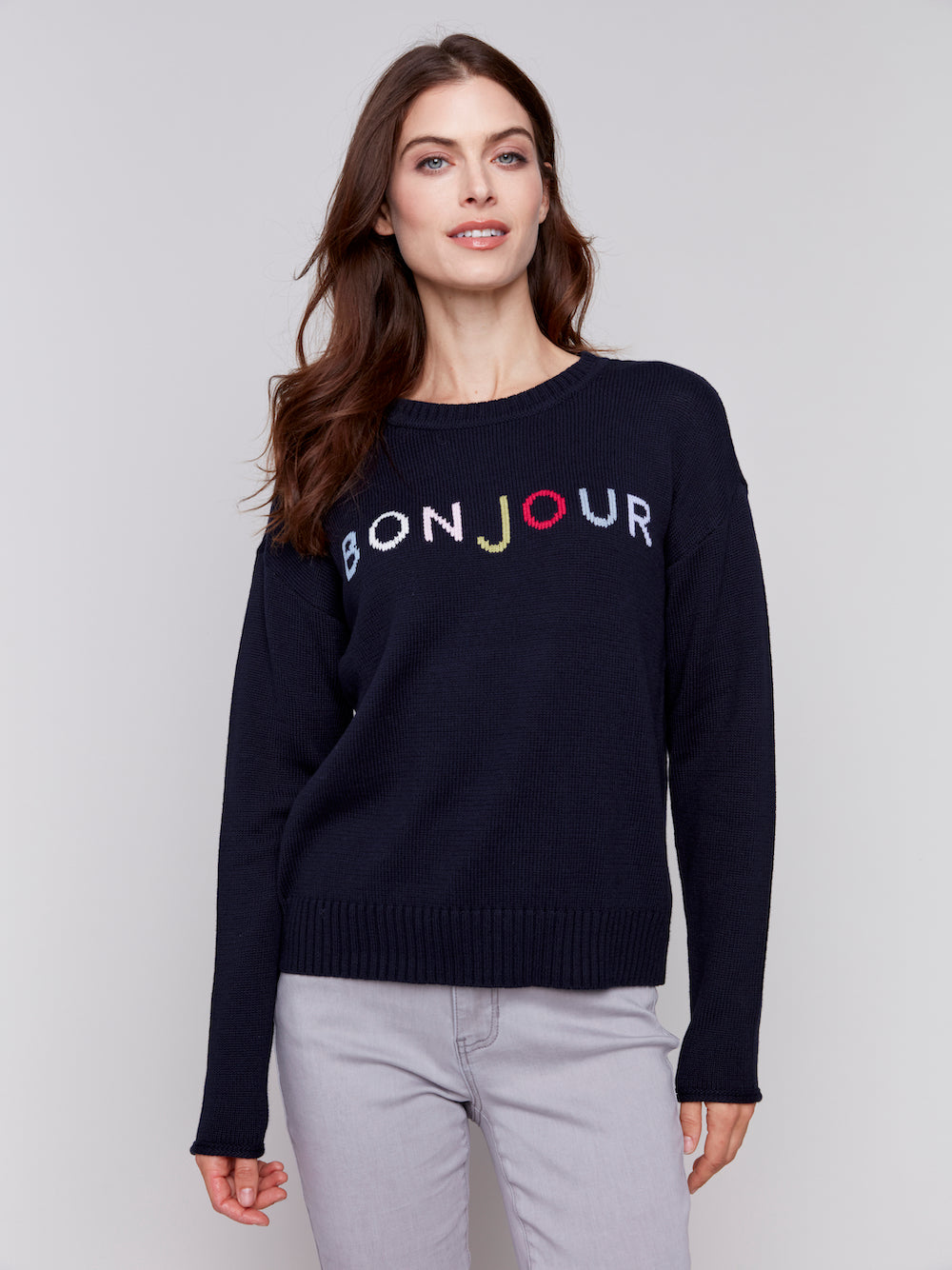 Charlie B Bonjour Sweater - Navy Clothing - Tops - Sweaters - Pullovers by Charlie B | Grace the Boutique