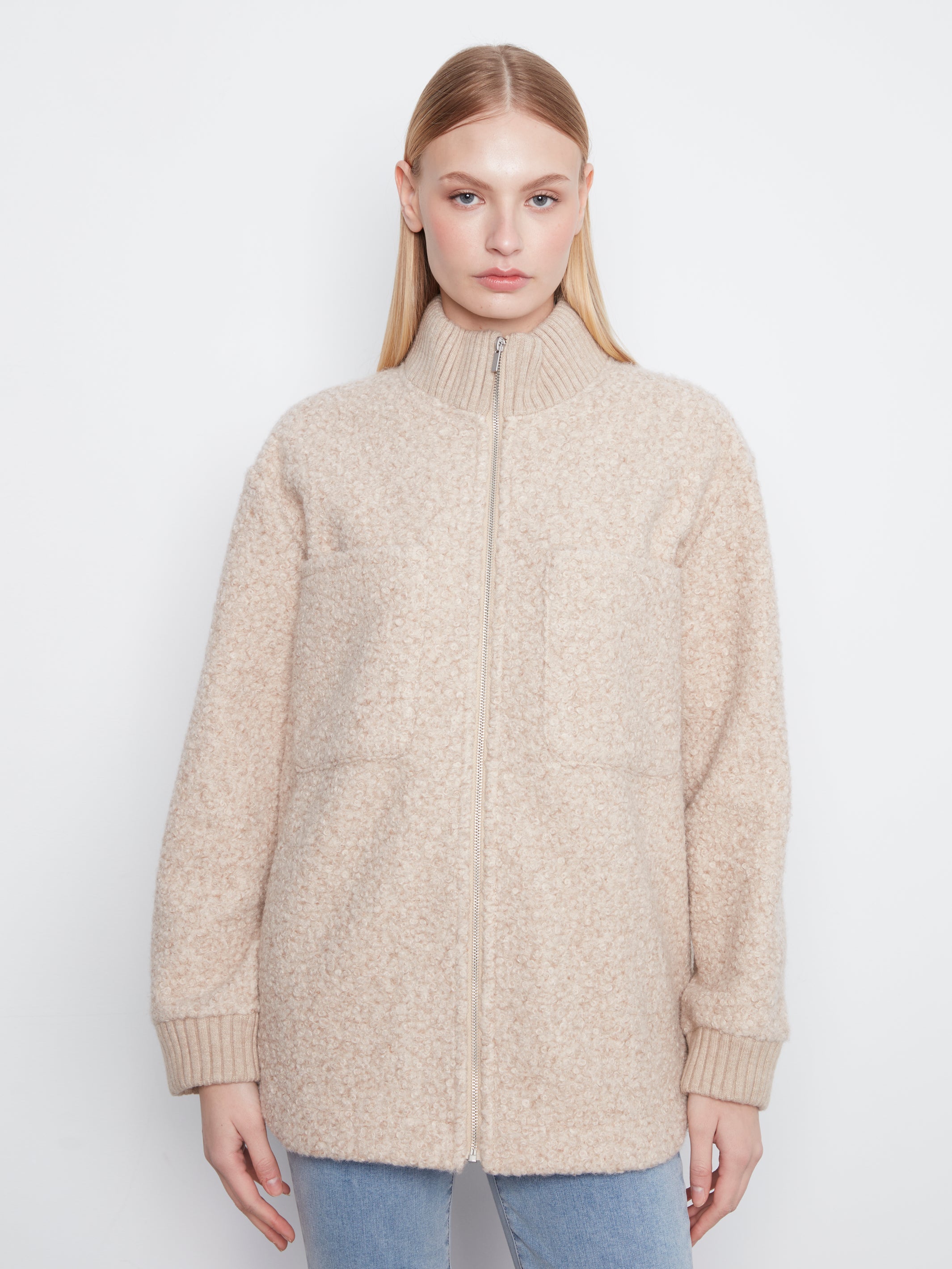 Charlie B Boucle Jacket - Heather Almond