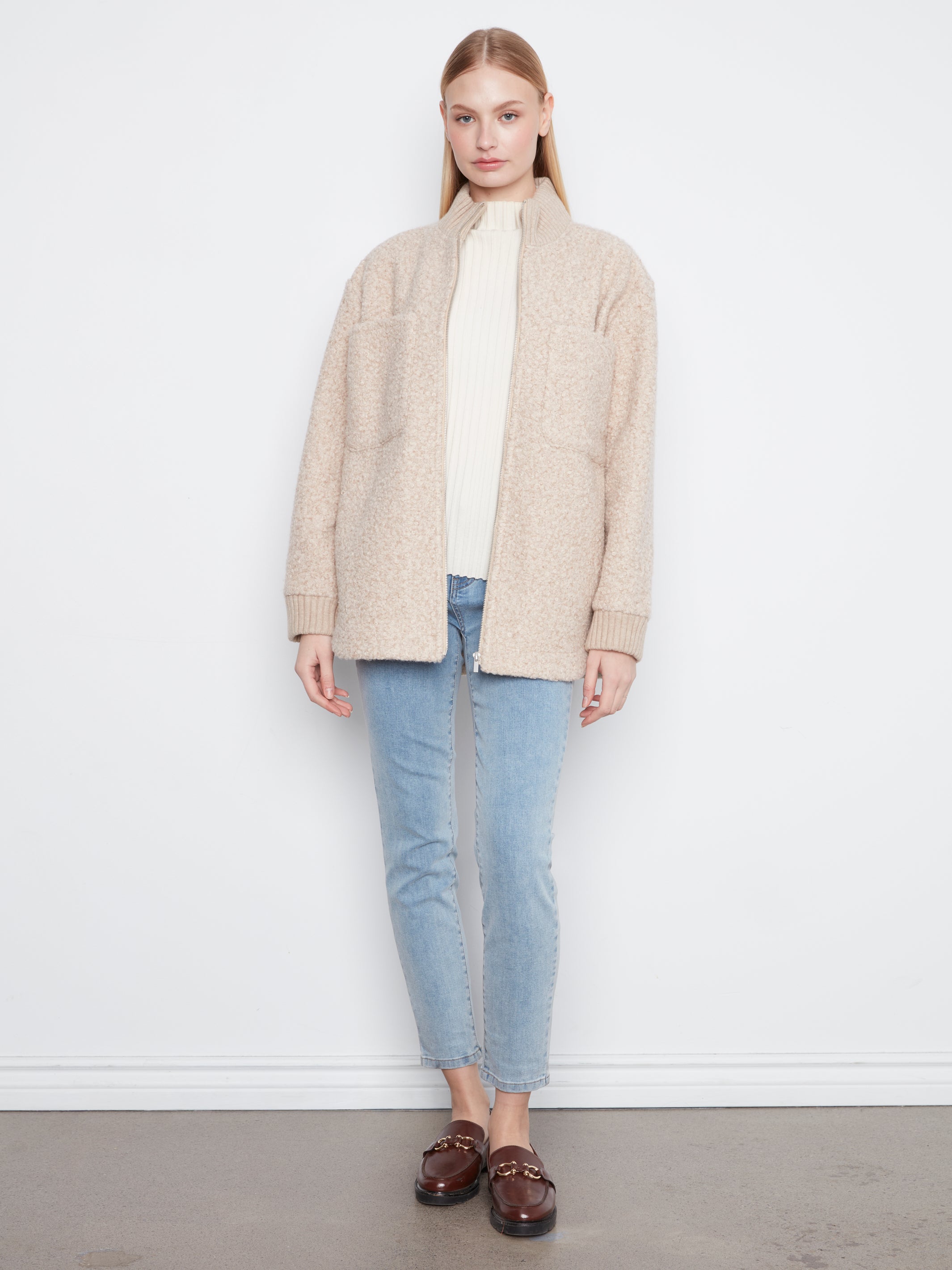 Charlie B Boucle Jacket - Heather Almond