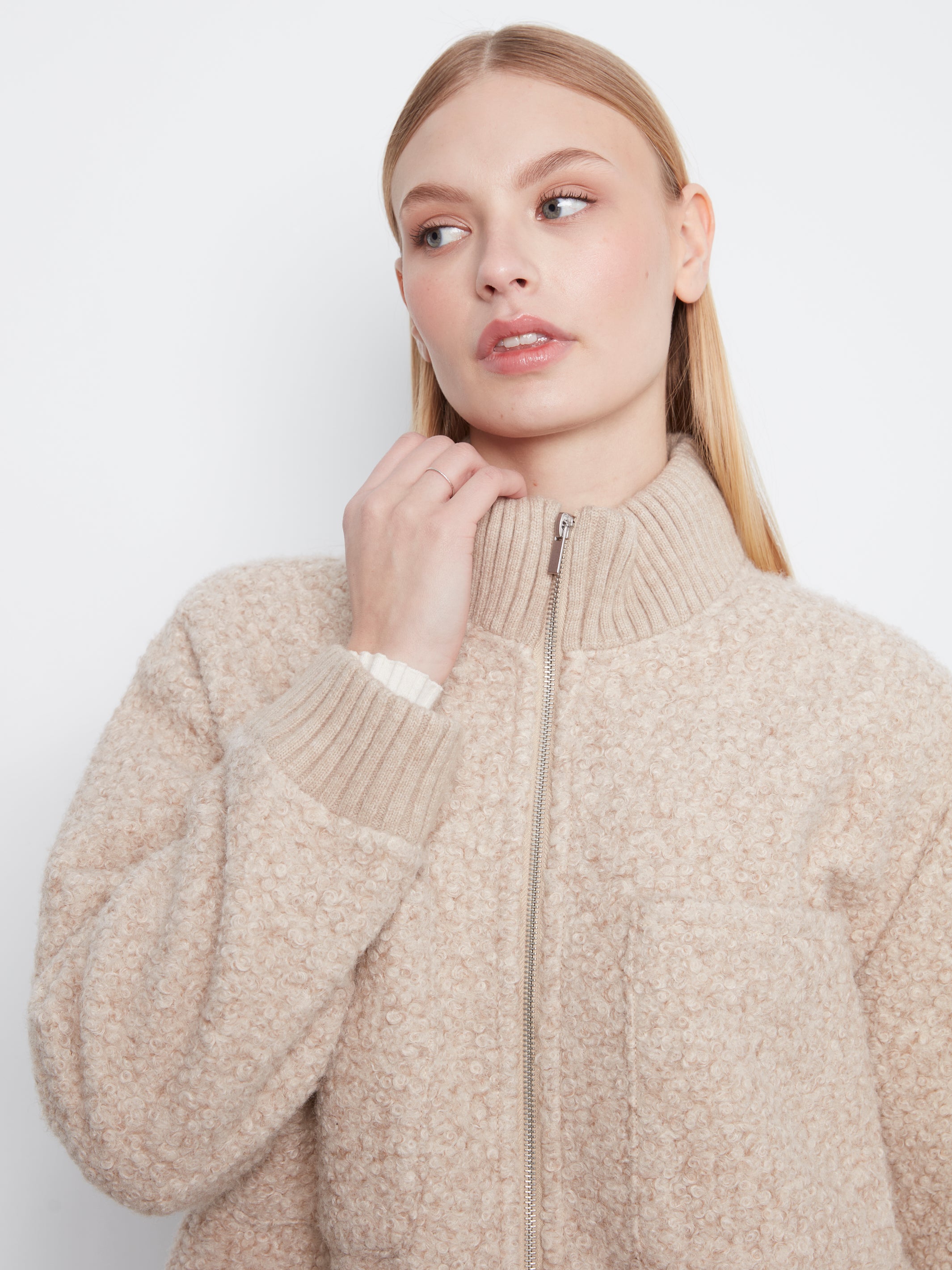 Charlie B Boucle Jacket - Heather Almond