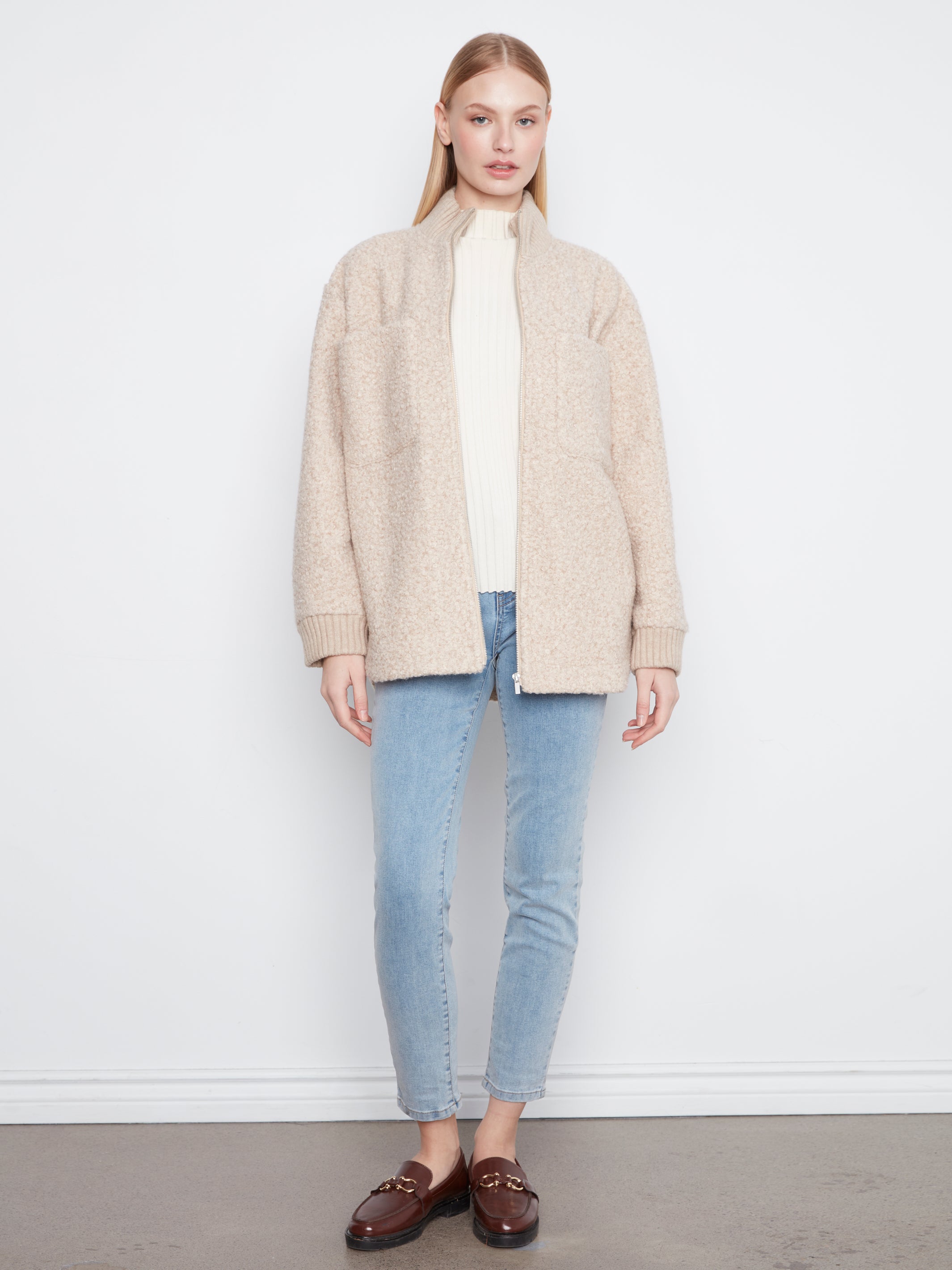 Charlie B Boucle Jacket - Heather Almond