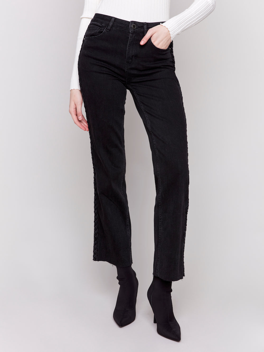 Charlie B Braided Pant - Charcoal Clothing - Bottoms - Denim - Opening by Charlie B | Grace the Boutique