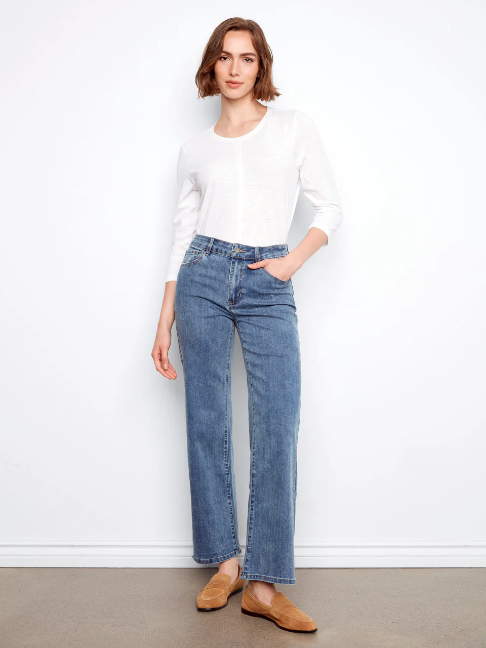 Charlie B Chloe Wide Leg Jeans - Medium Blue