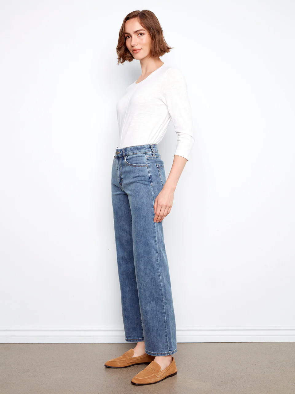 Charlie B Chloe Wide Leg Jeans - Medium Blue
