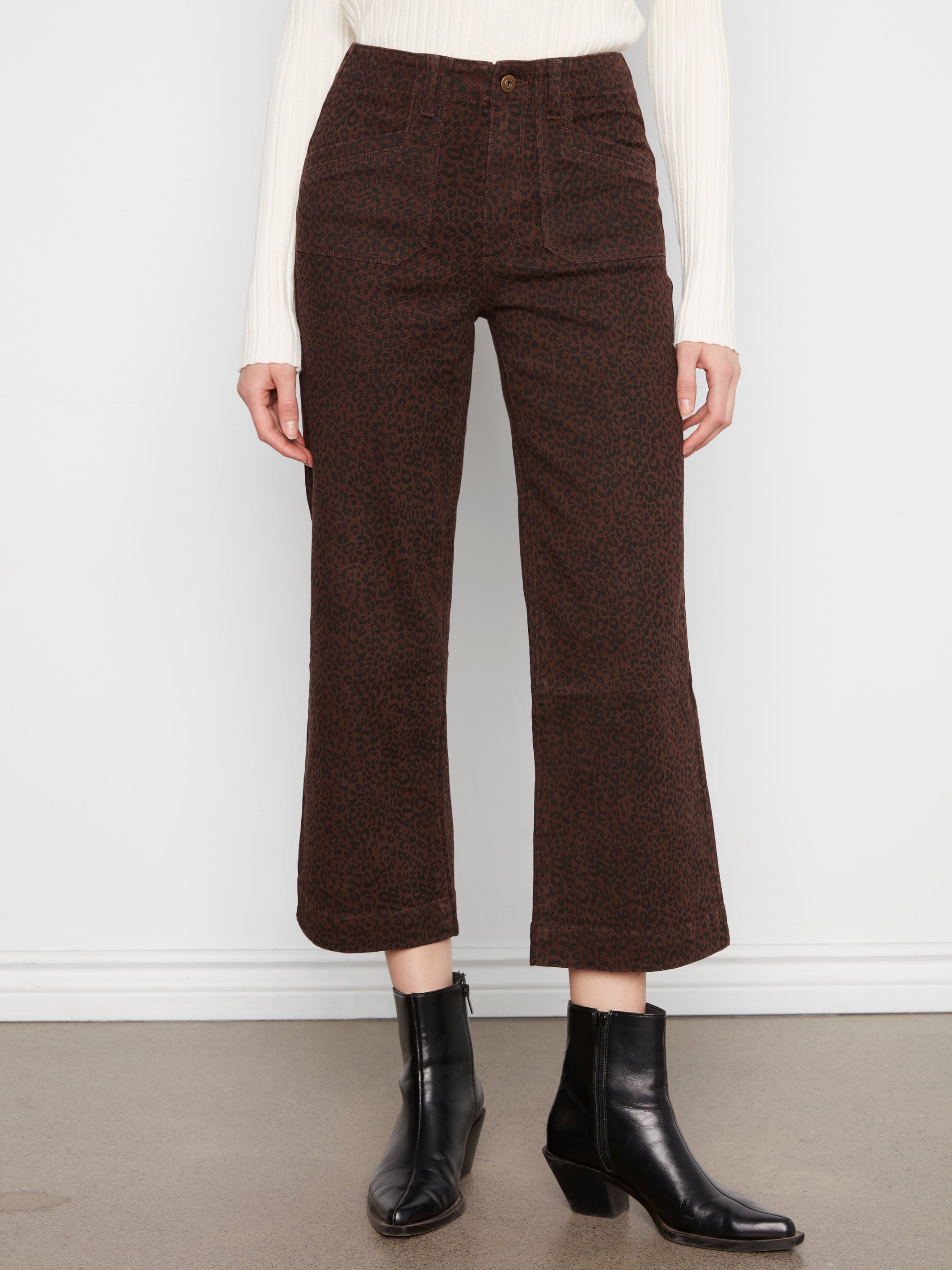 Charlie B Cropped Wide Leg Corduroy Pants - Coffee