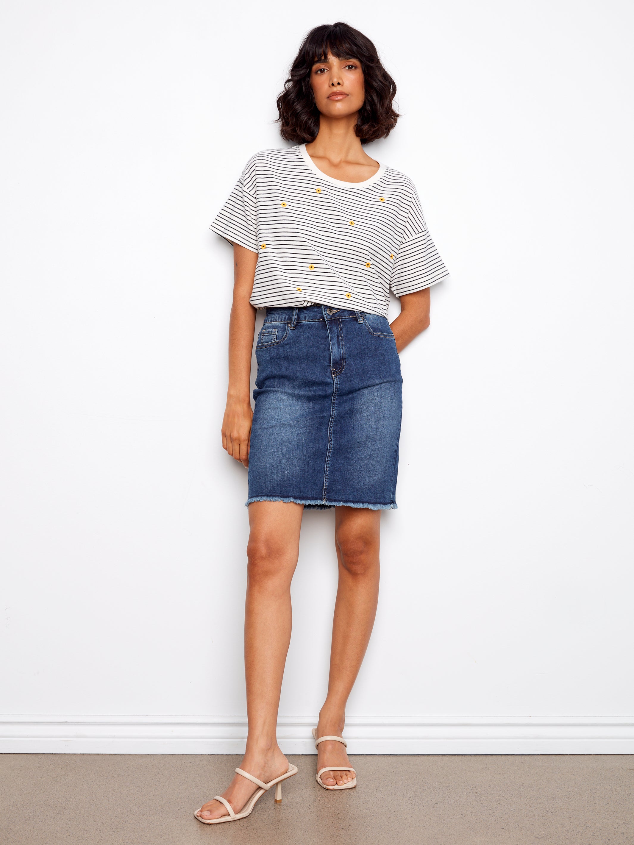 Charlie B Embroidered Tee - Navy