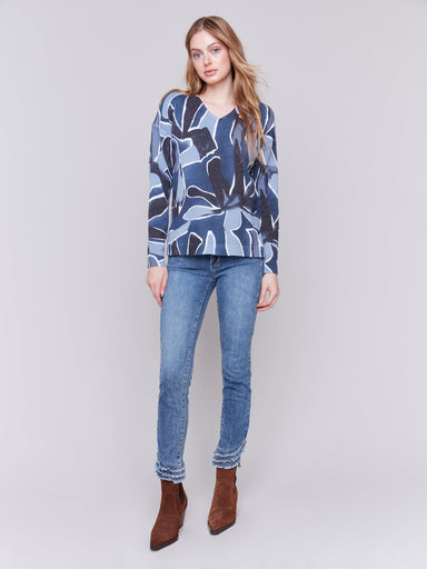 Charlie B Evelyn Print Sweater - Denim Clothing - Tops - Sweaters - Pullovers by Charlie B | Grace the Boutique