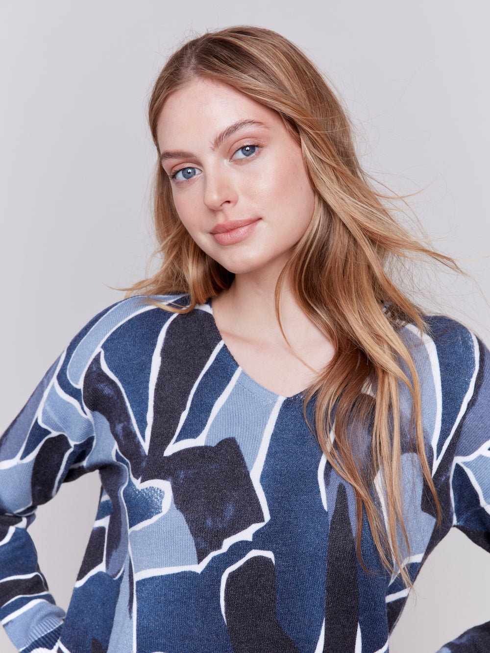 Charlie B Evelyn Print Sweater - Denim Clothing - Tops - Sweaters - Pullovers by Charlie B | Grace the Boutique