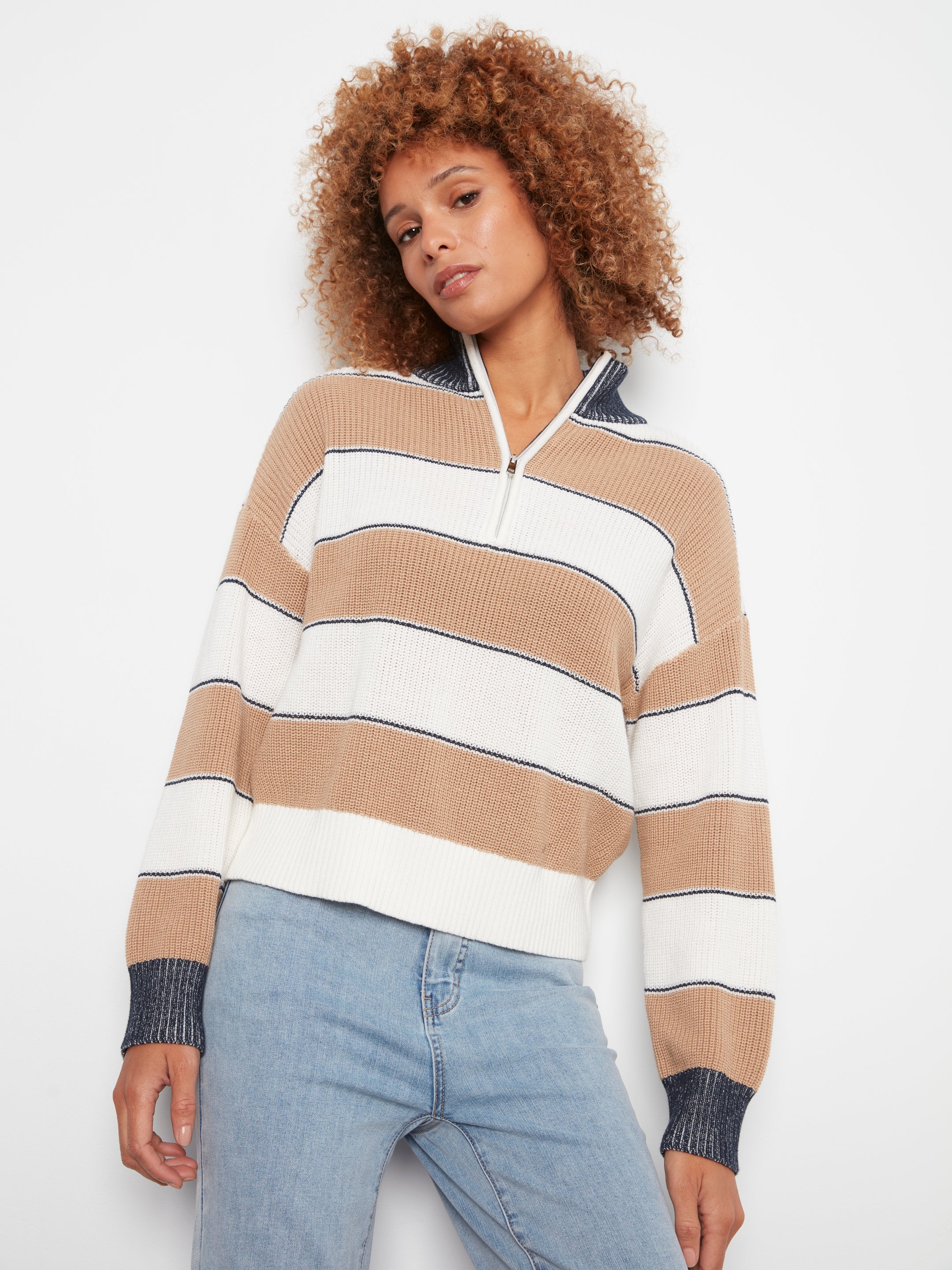 Charlie B Hanna Half Zip Sweater - Camel