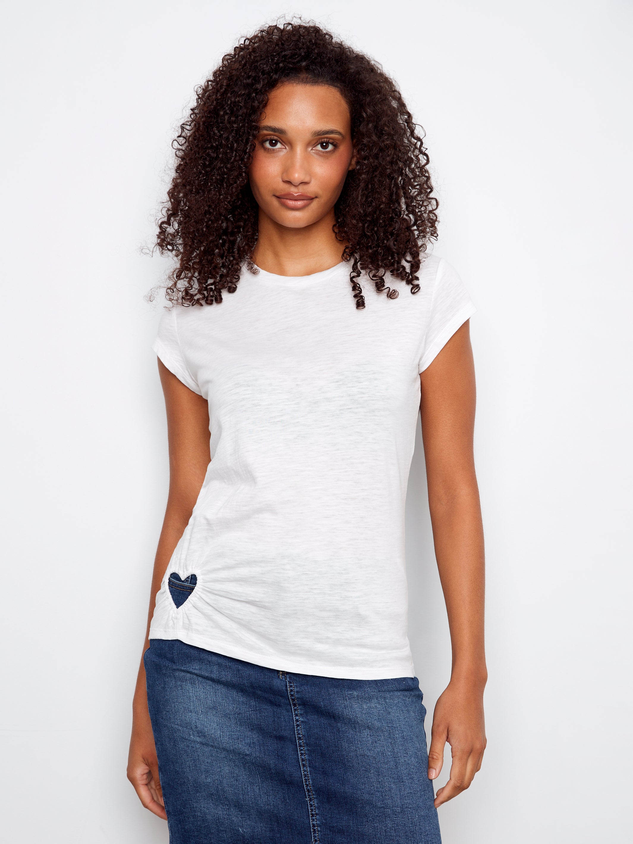 Charlie B Heart Detail Tee - White