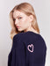 Charlie B Hearts Sweater - Navy Clothing - Tops - Sweaters - Pullovers by Charlie B | Grace the Boutique