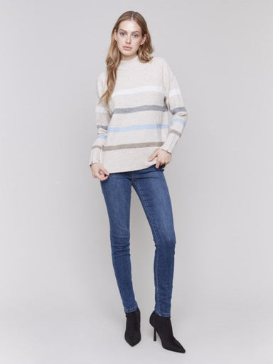 Charlie B Inez Mock Neck - Heather Beige Clothing - Tops - Sweaters - Pullovers by Charlie B | Grace the Boutique