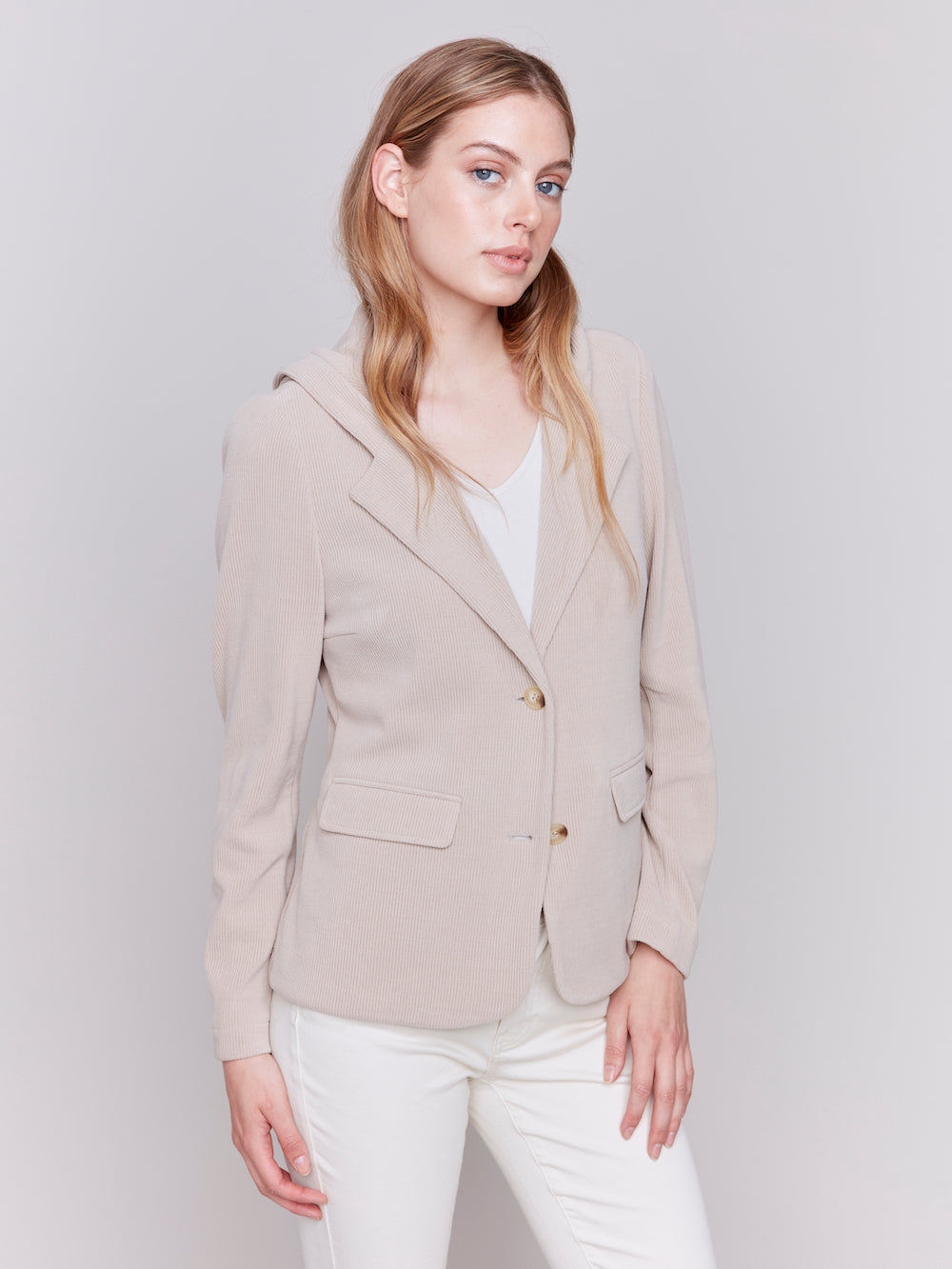 Charlie B Knit Corduroy Jacket - Almond Clothing - Outerwear - Jackets by Charlie B | Grace the Boutique