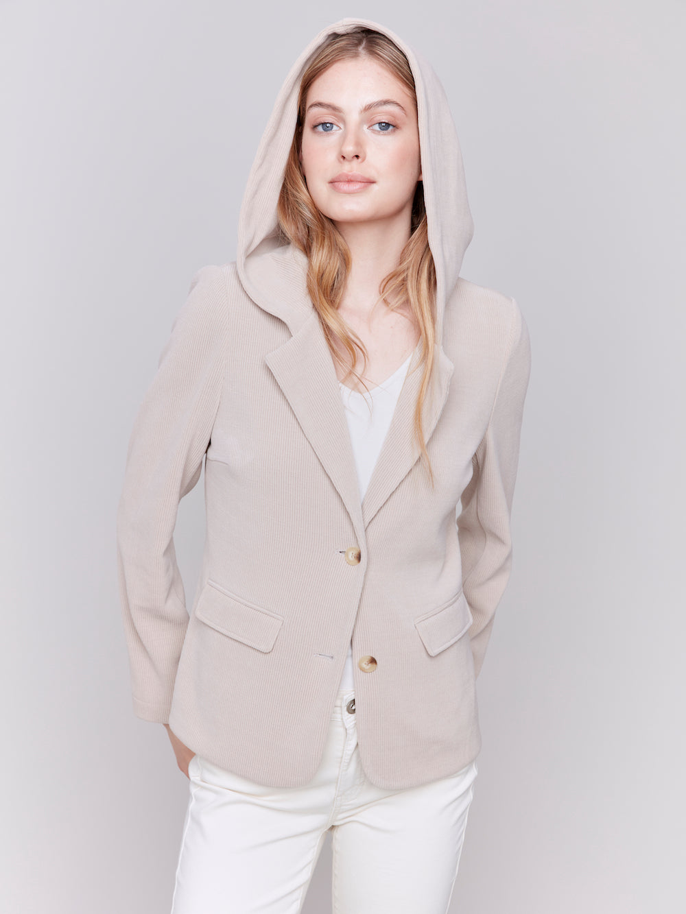 Charlie B Knit Corduroy Jacket - Almond Clothing - Outerwear - Jackets by Charlie B | Grace the Boutique