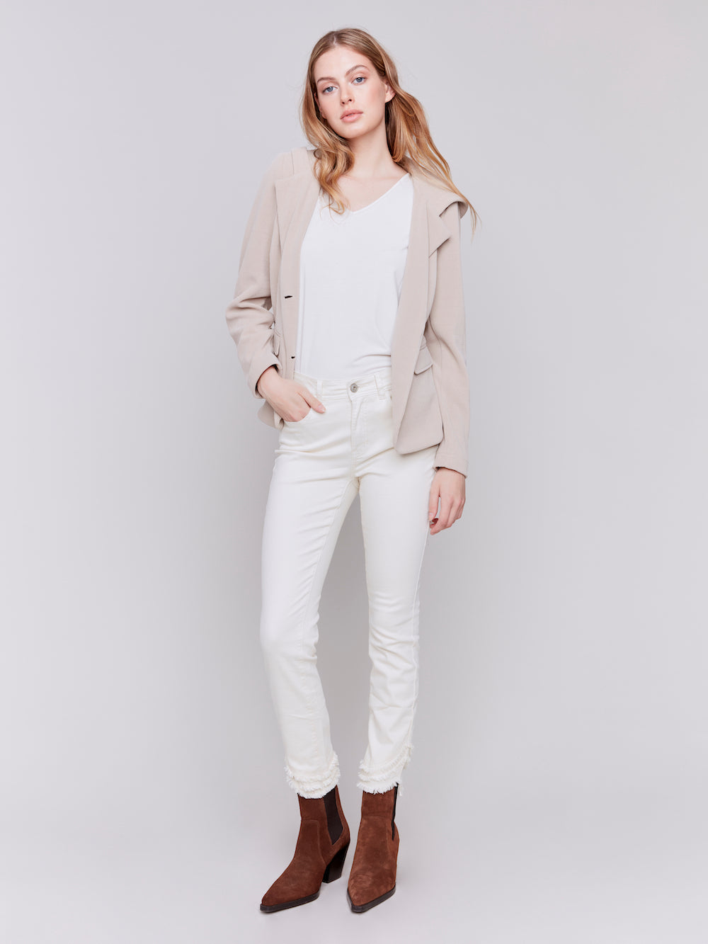 Charlie B Knit Corduroy Jacket - Almond Clothing - Outerwear - Jackets by Charlie B | Grace the Boutique