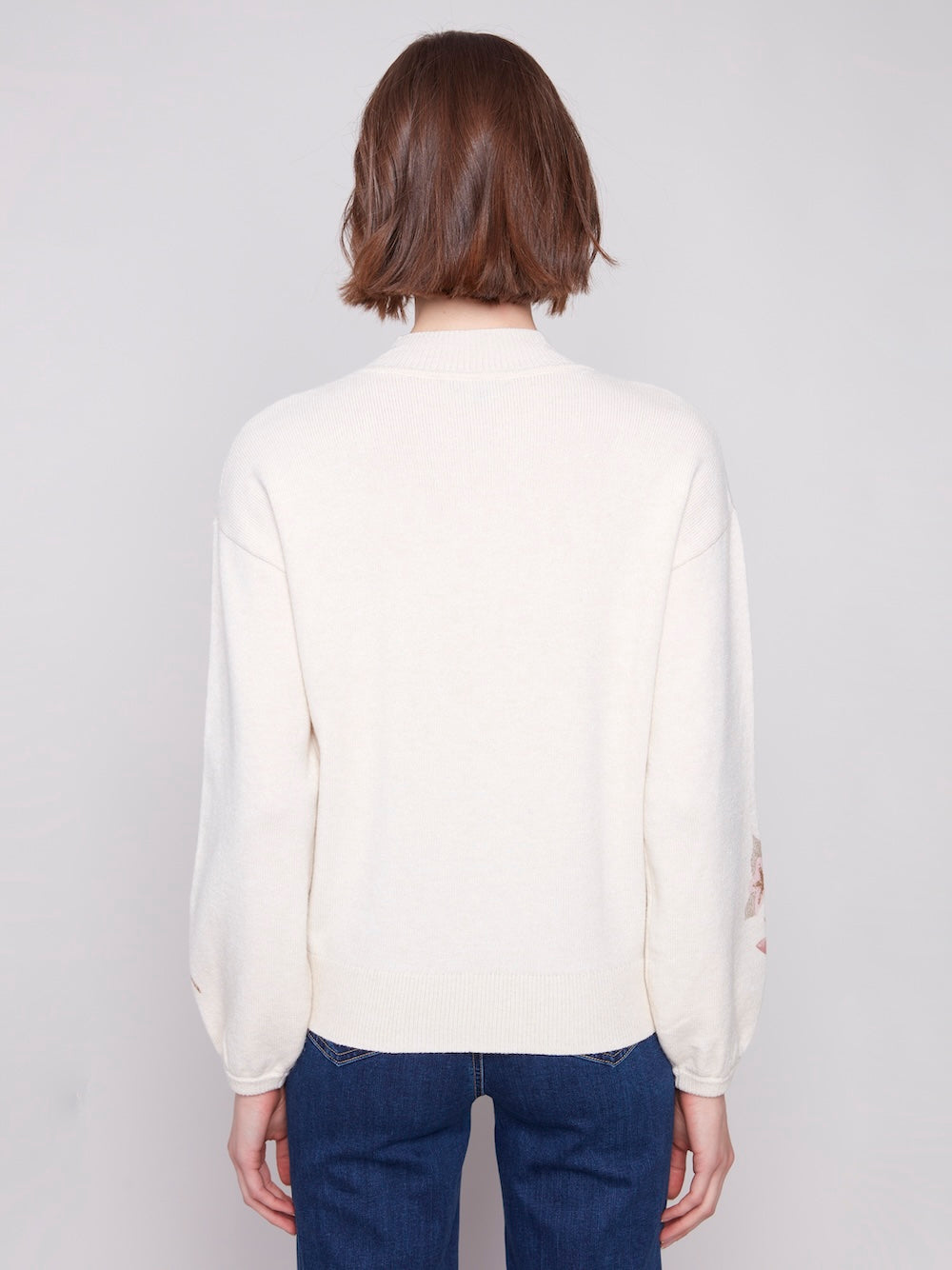Charlie B Printed Mock Neck - Heather Natural