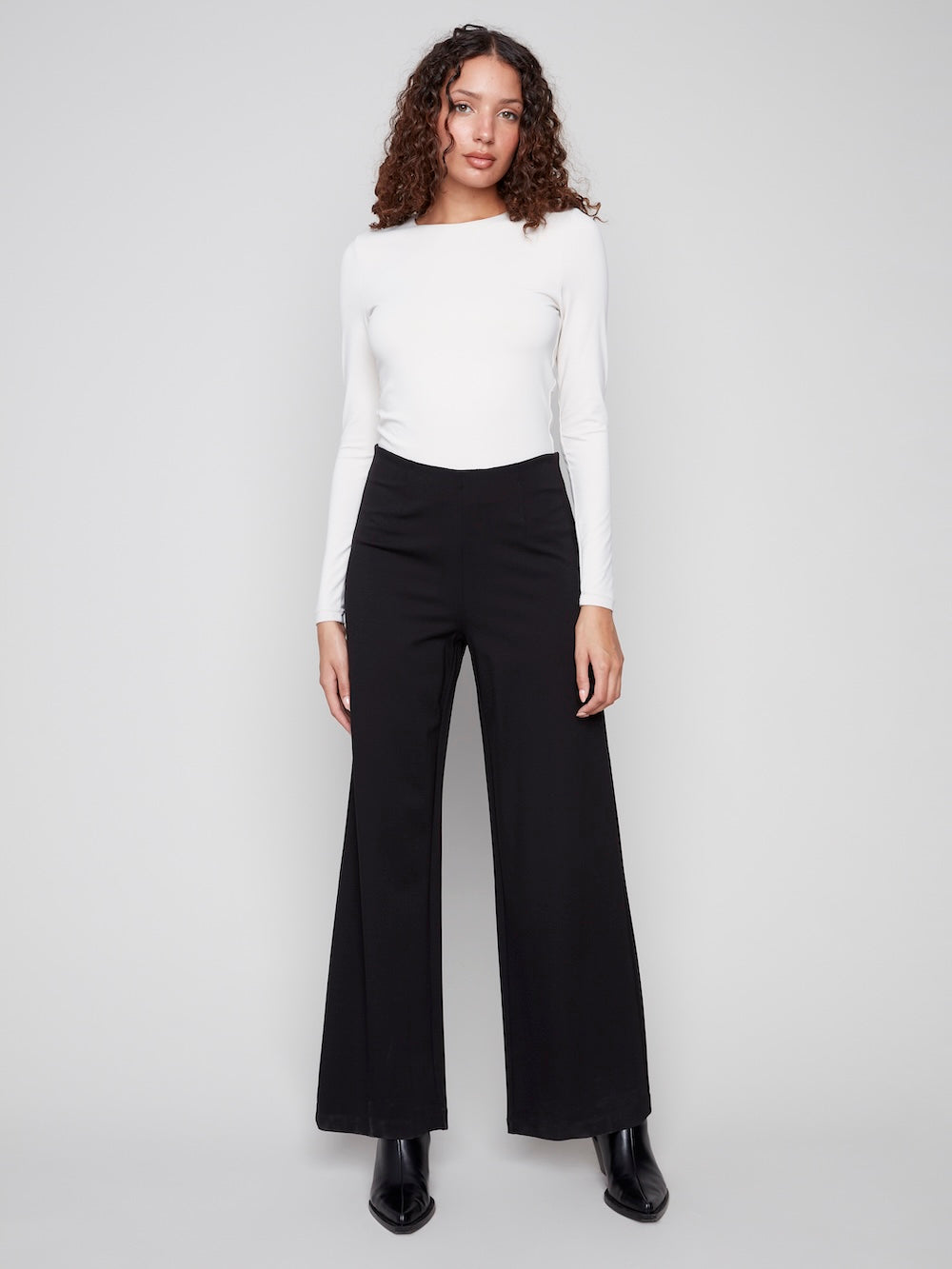 Charlie B Pull-On Wide Leg Pants - Black