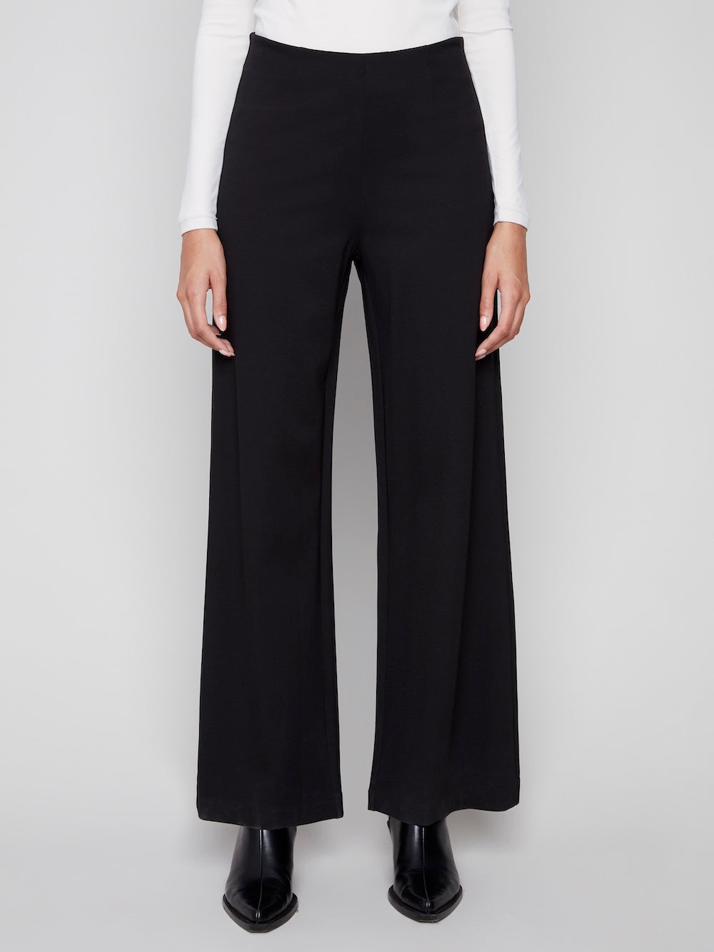 Charlie B Pull-On Wide Leg Pants - Black