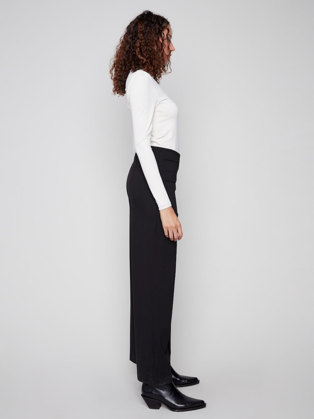 Charlie B Pull-On Wide Leg Pants - Black