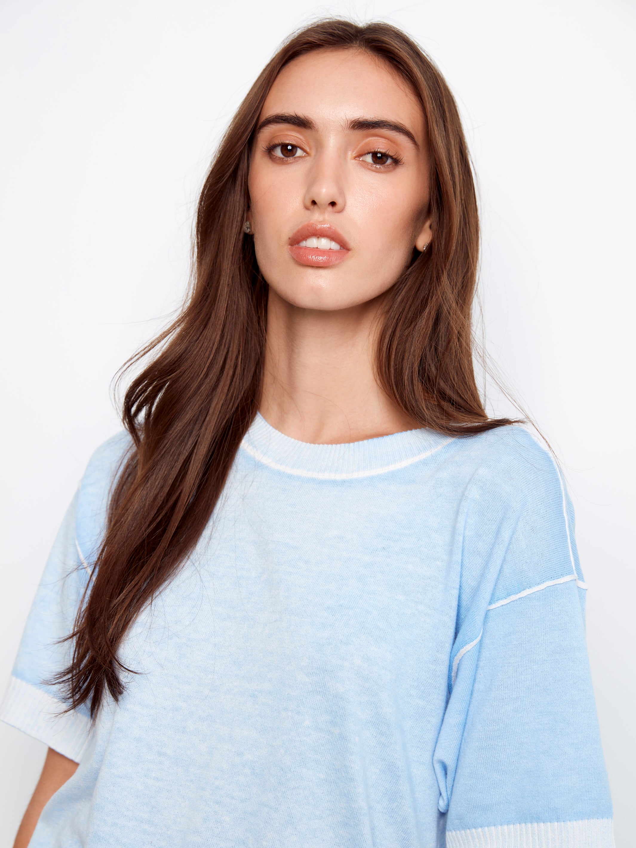 Charlie B Reversible 1/2 Sleeve Sweater - Bluebell