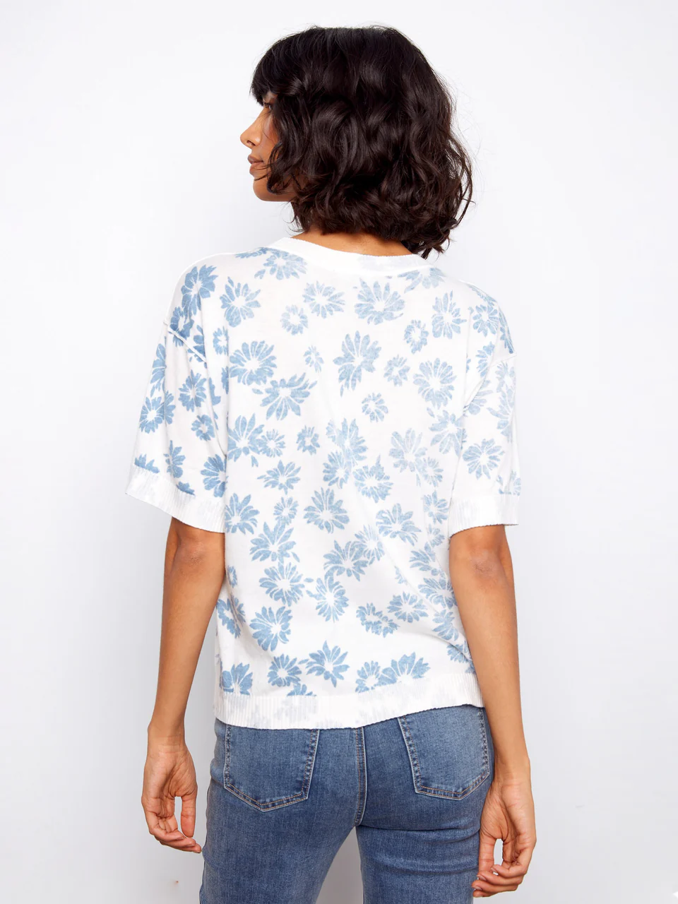 Charlie B Reversible 1/2 Sleeve Sweater - Petals