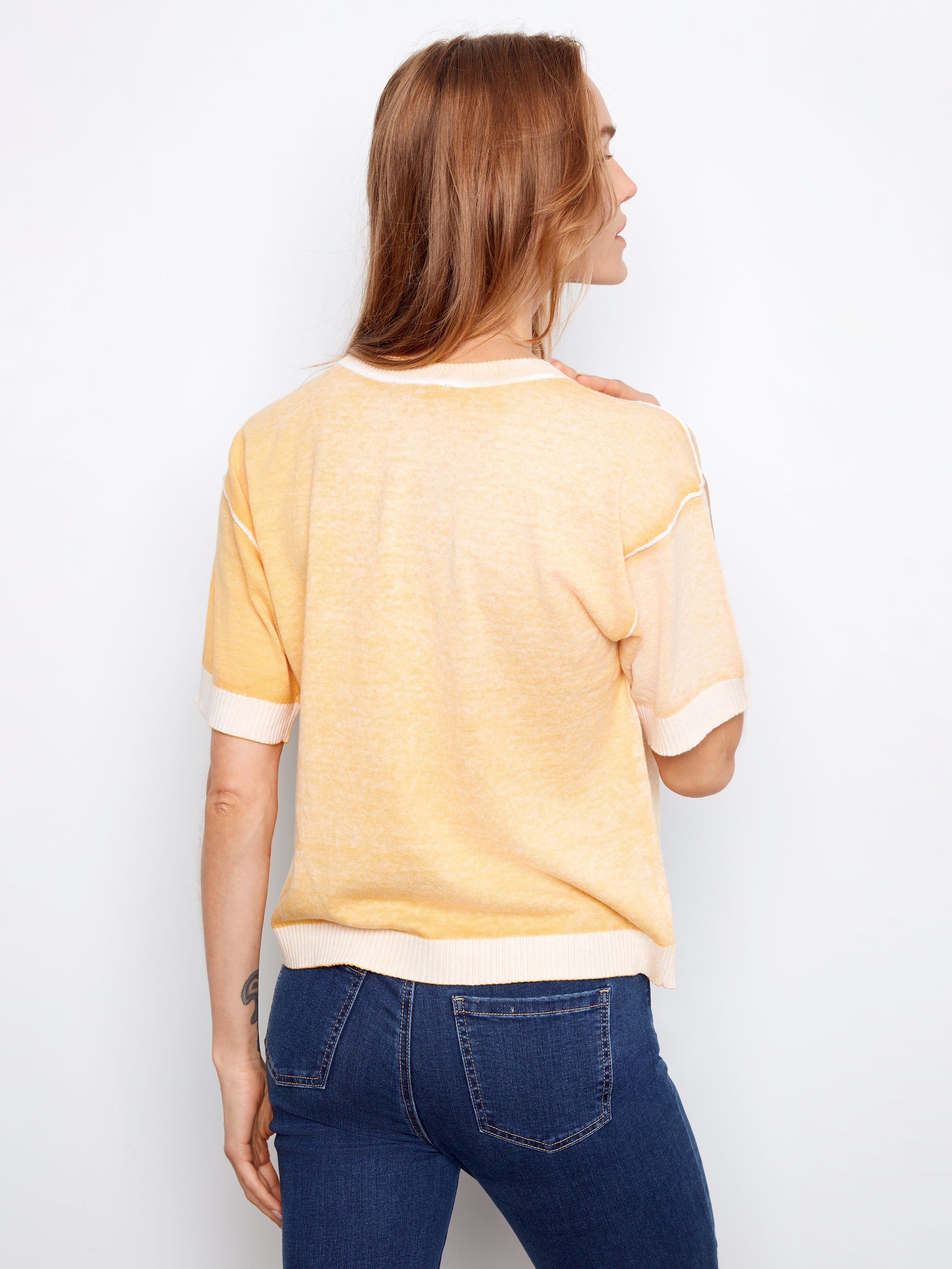 Charlie B Reversible 1/2 Sleeve Sweater - Sunshine