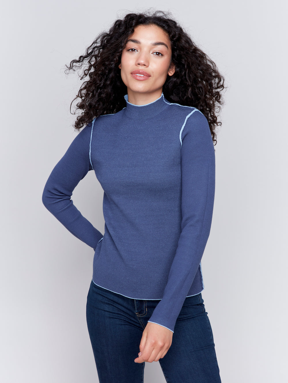 Charlie B Reversible Mock Neck - Heather Frost Clothing - Tops - Shirts - LS Knits by Charlie B | Grace the Boutique