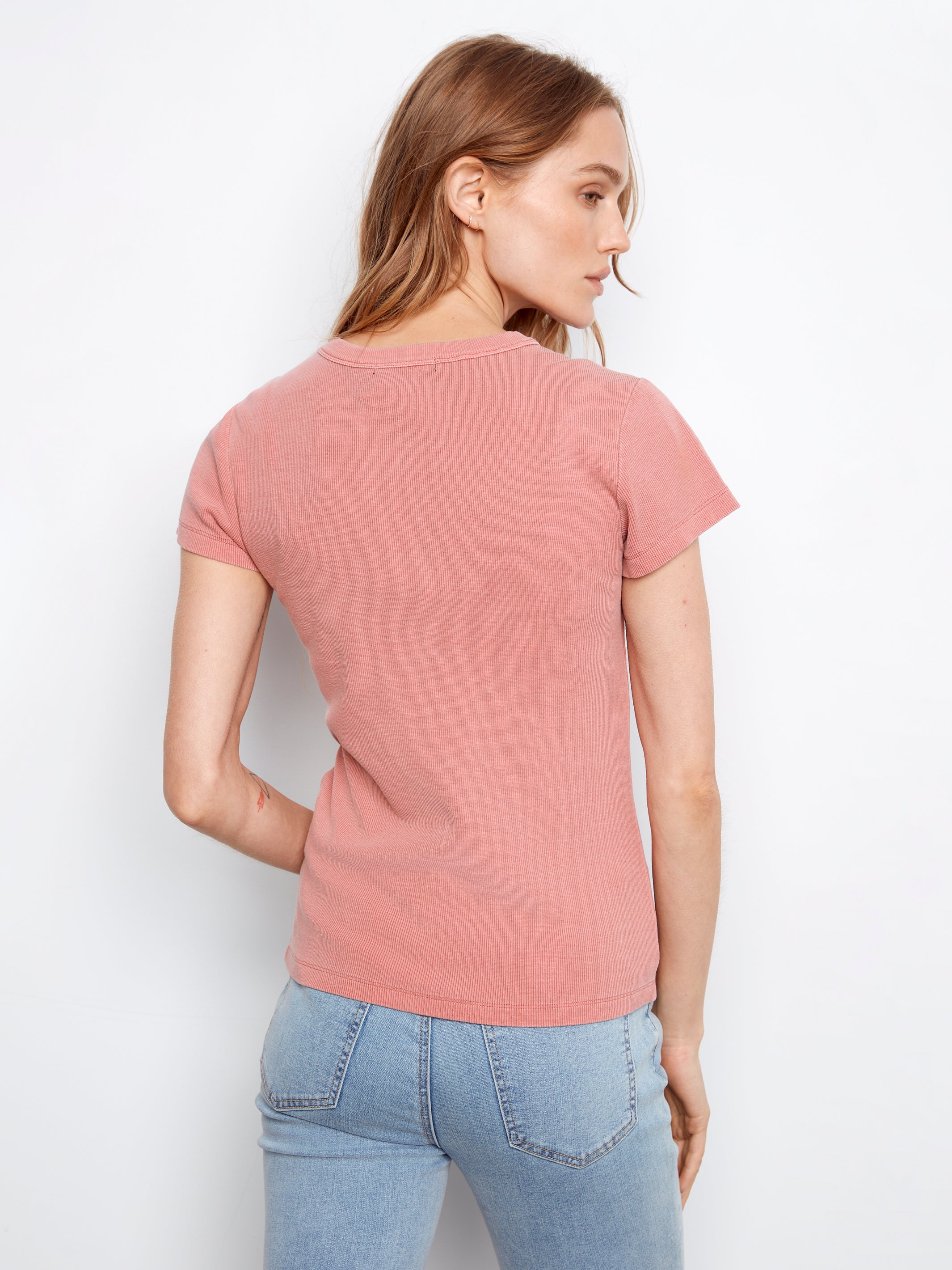 Charlie B Ribbed Tee - Carnation
