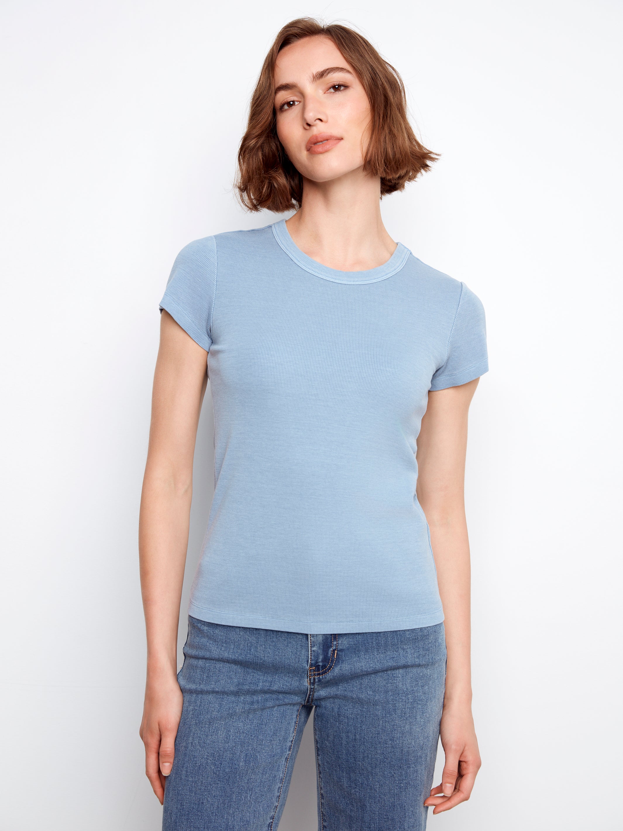 Charlie B Ribbed Tee - Haze