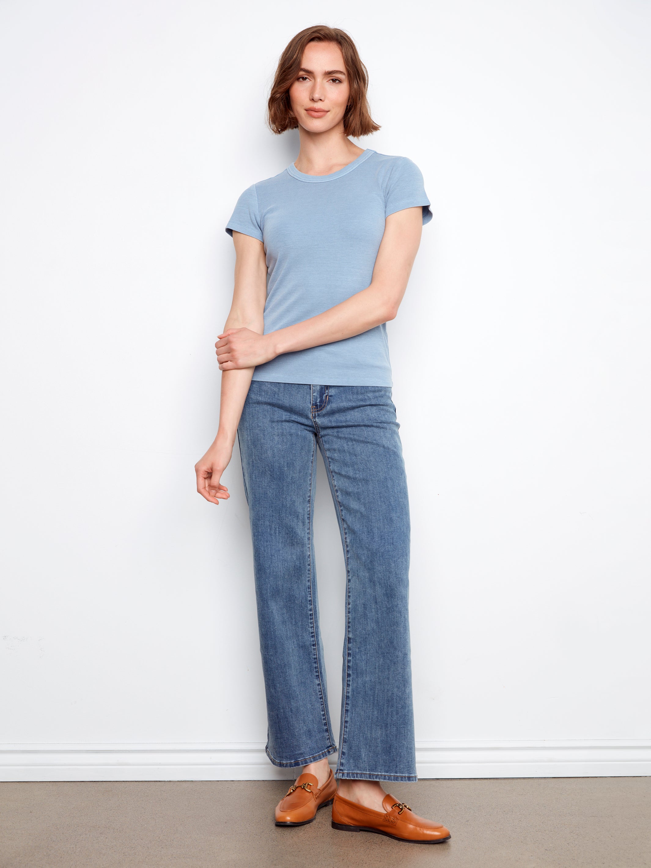 Charlie B Ribbed Tee - Haze