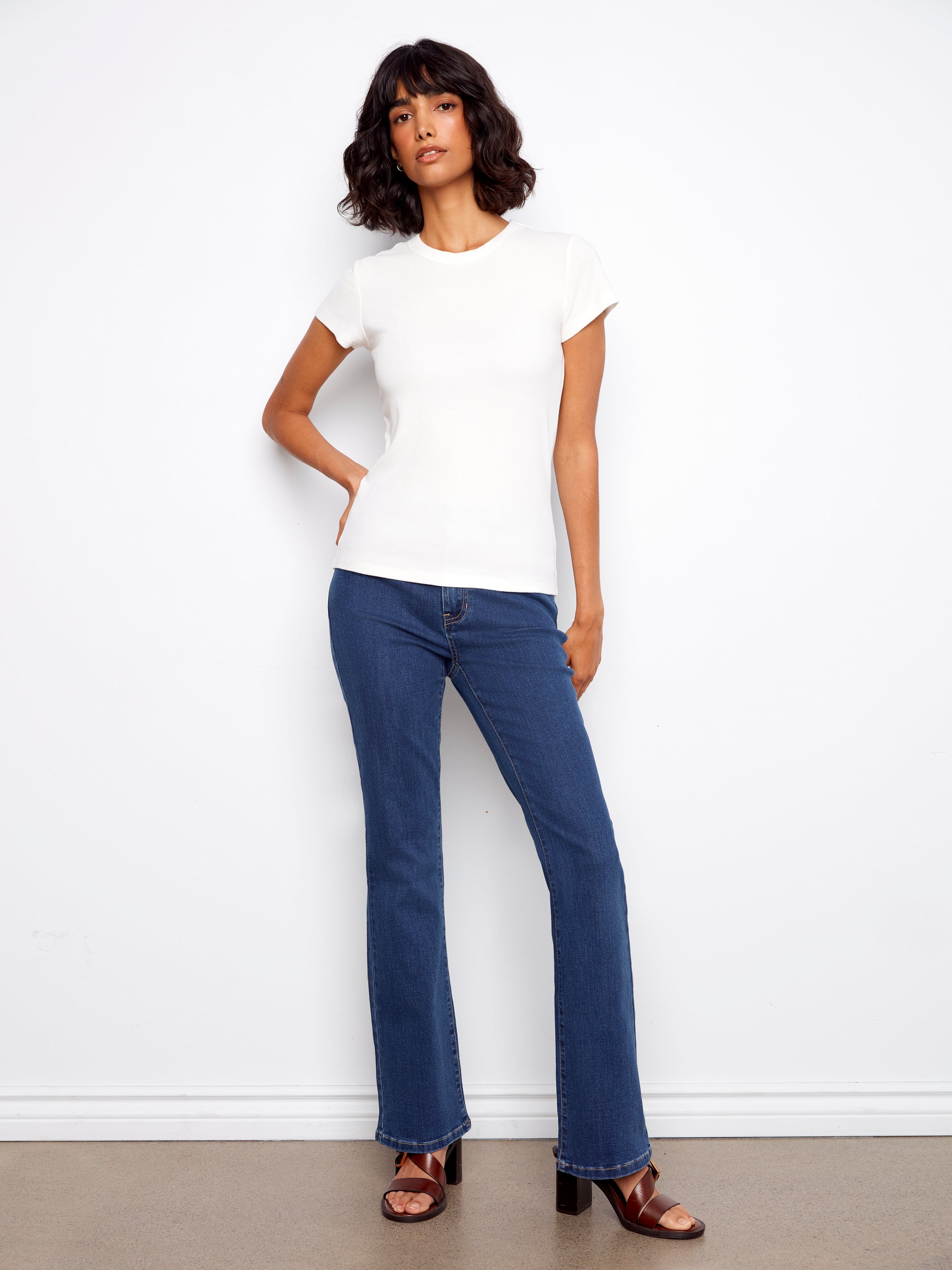 Charlie B Ribbed Tee - White