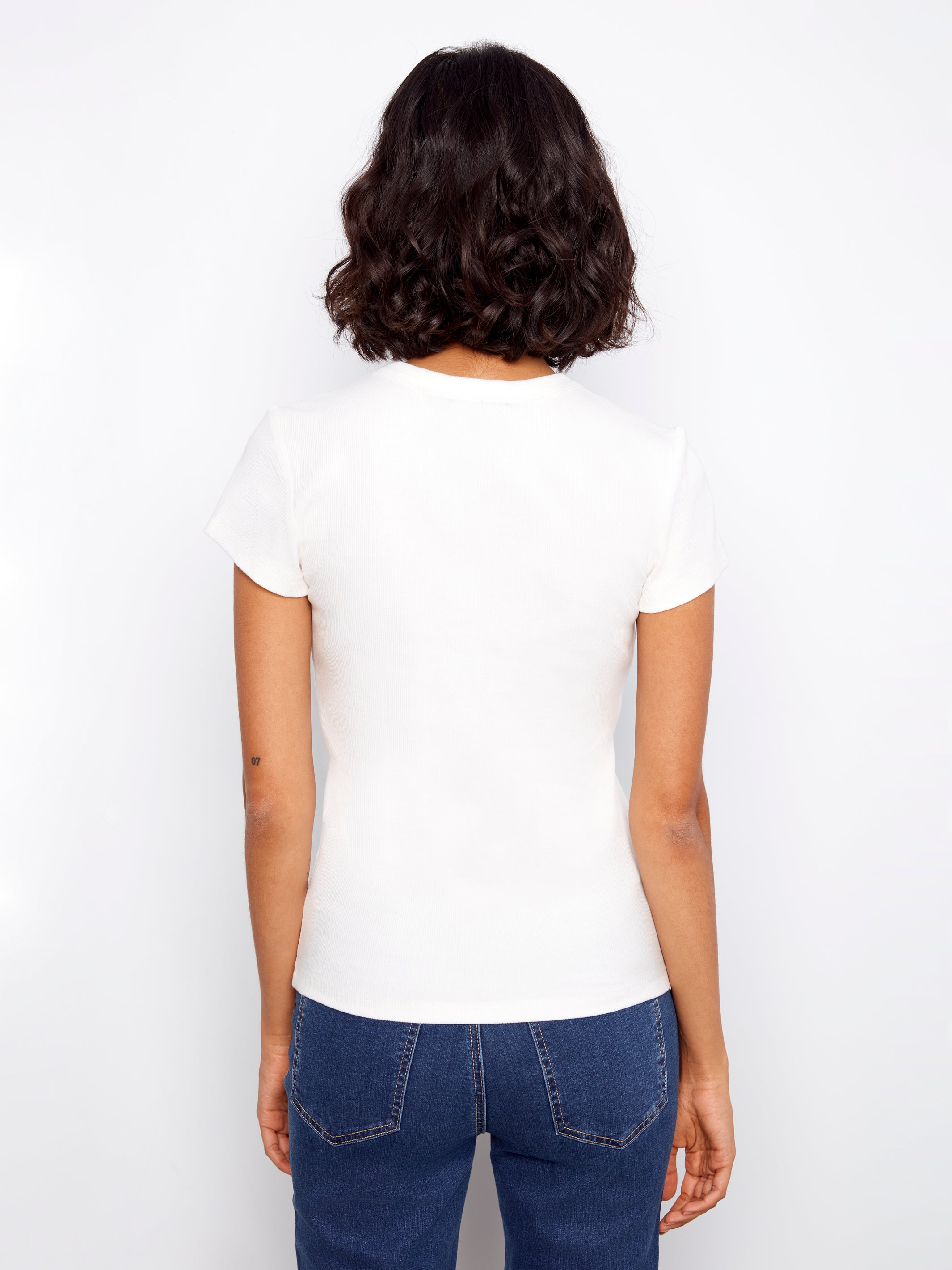 Charlie B Ribbed Tee - White