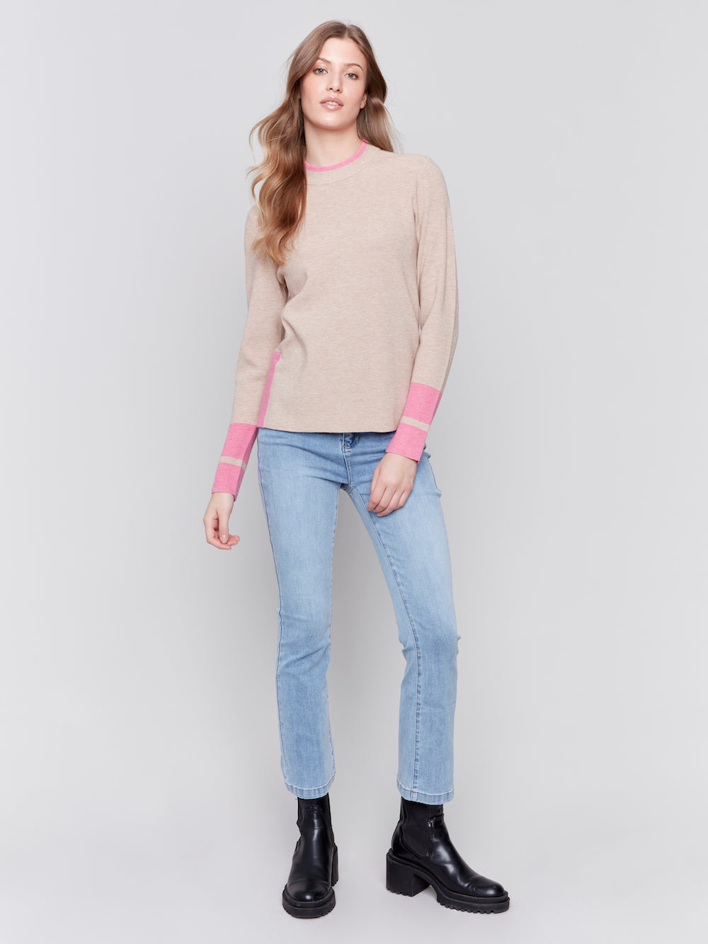 Charlie B Rosalind Slit Sweater - Heather Truffle Clothing - Tops - Sweaters - Pullovers by Charlie B | Grace the Boutique