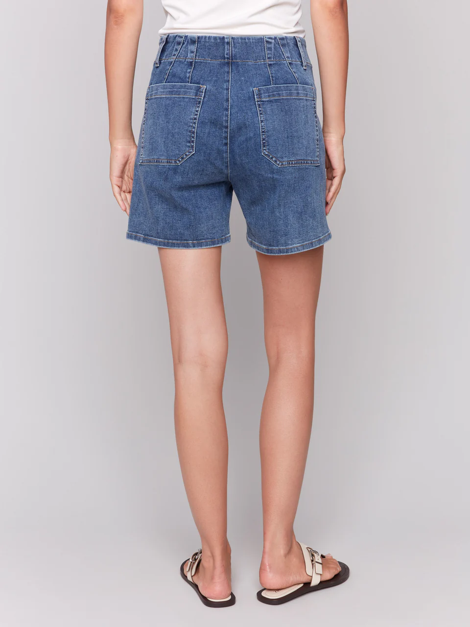 Charlie B Stretch Denim Shorts - Medium Blue