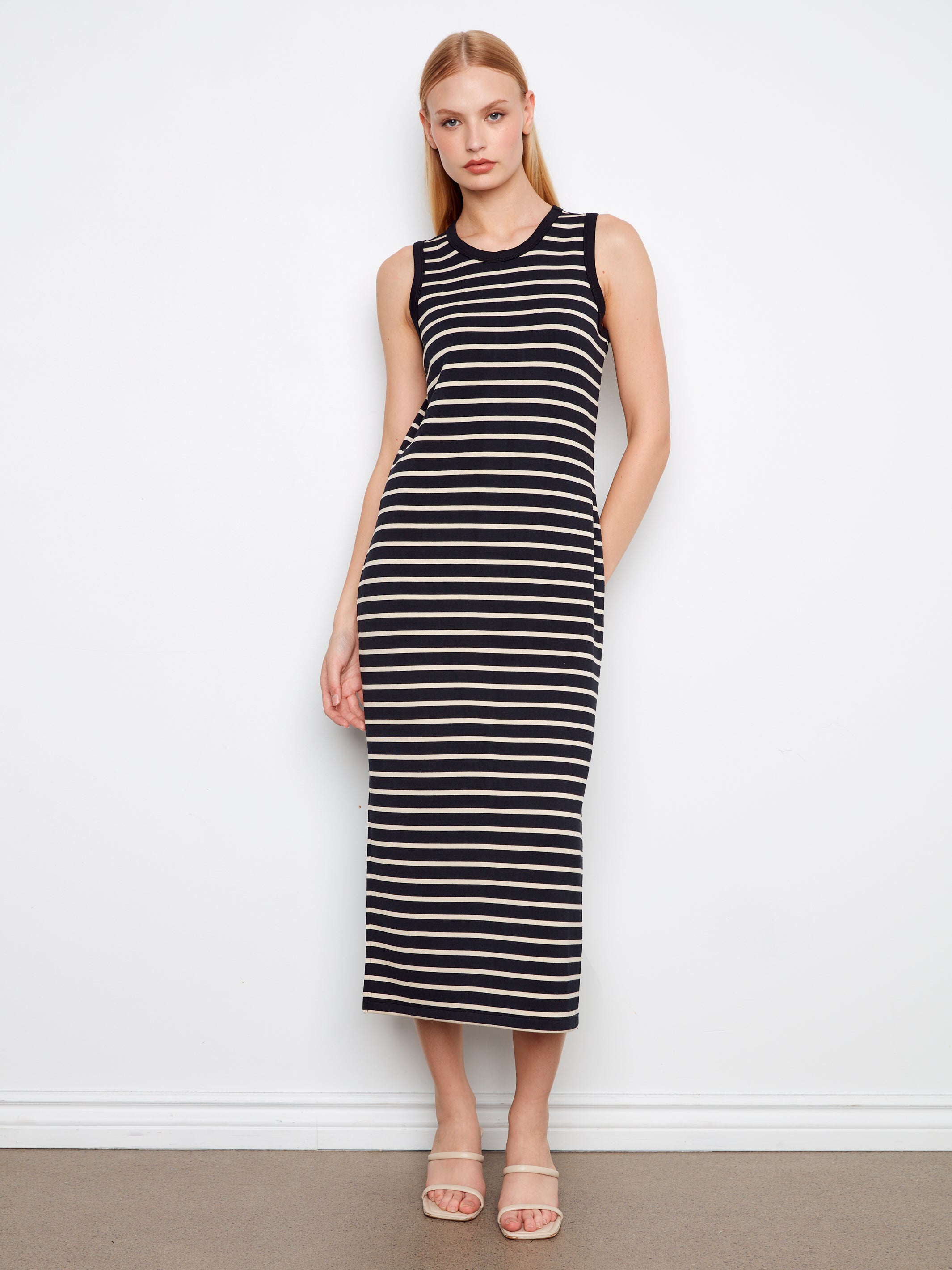Charlie B Striped Midi Dress - Black