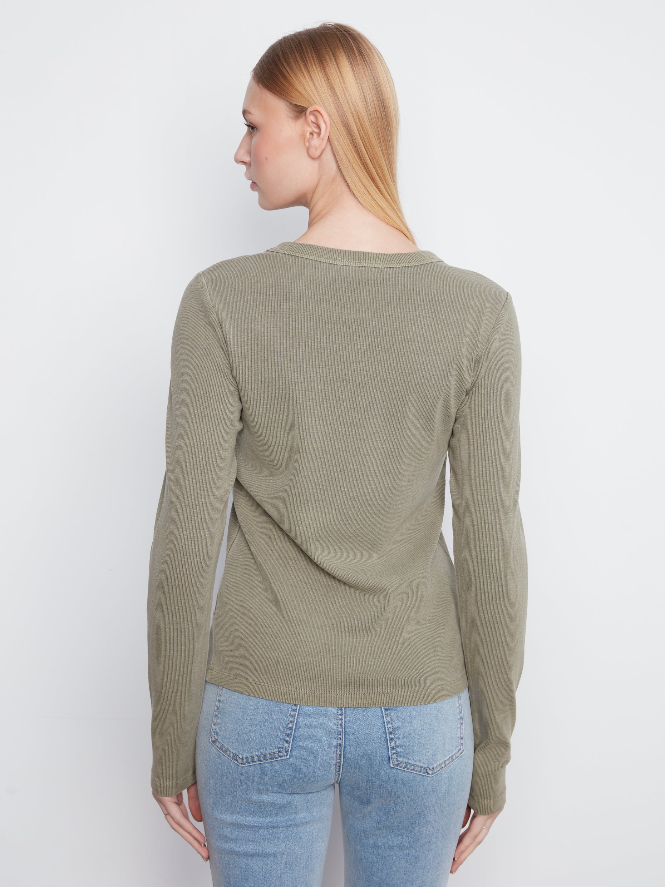 Charlie B Tencel Rib Crewneck - Verveine