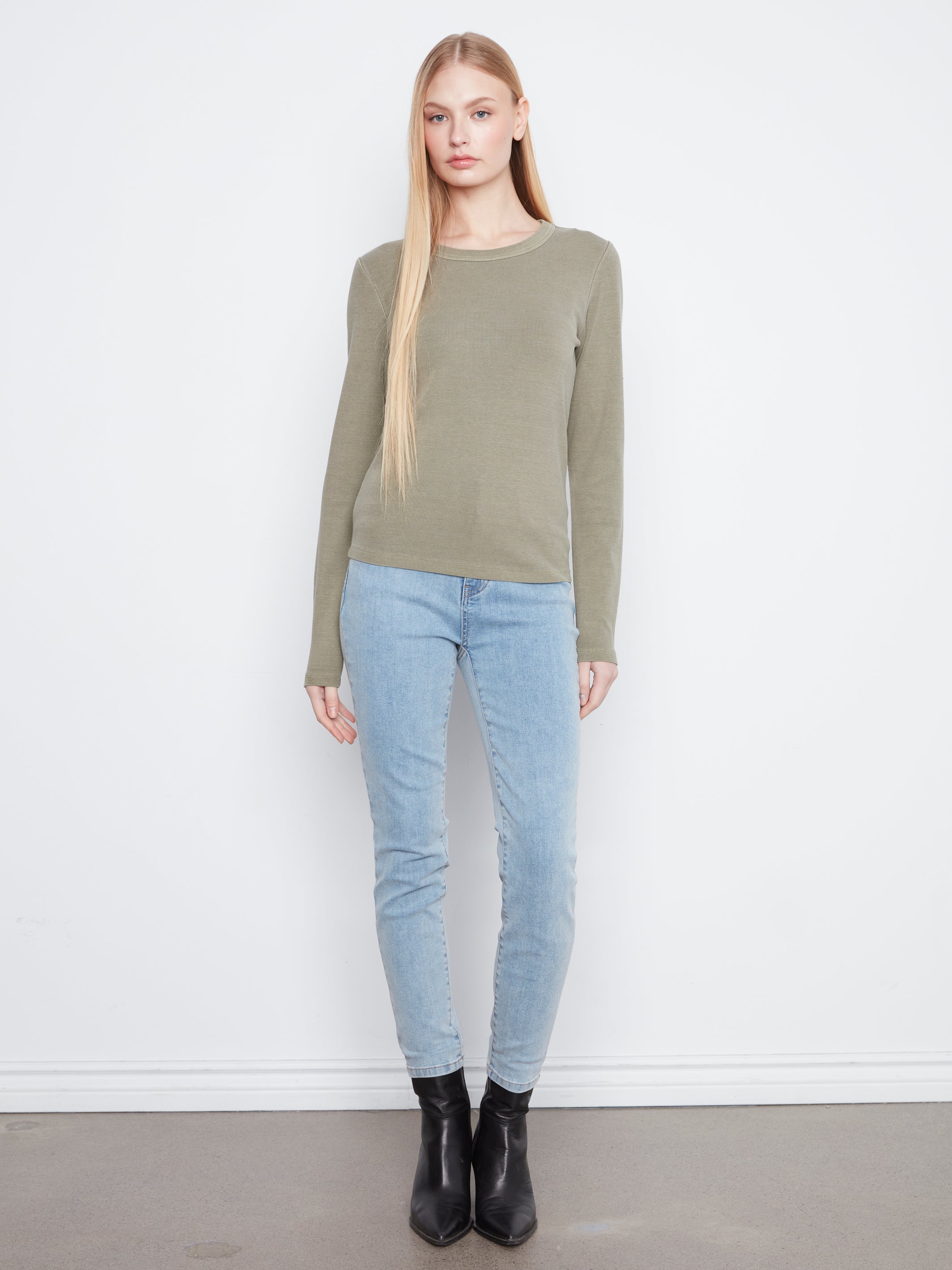 Charlie B Tencel Rib Crewneck - Verveine