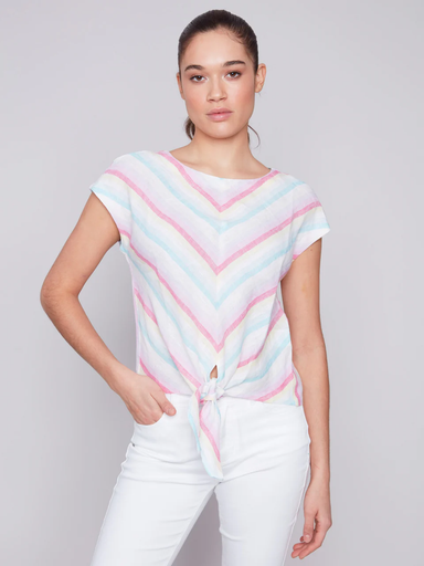 Charlie B Tie Front Linen Top Clothing - Tops - Shirts - Blouses - Blouses Opening Price by Charlie B | Grace the Boutique