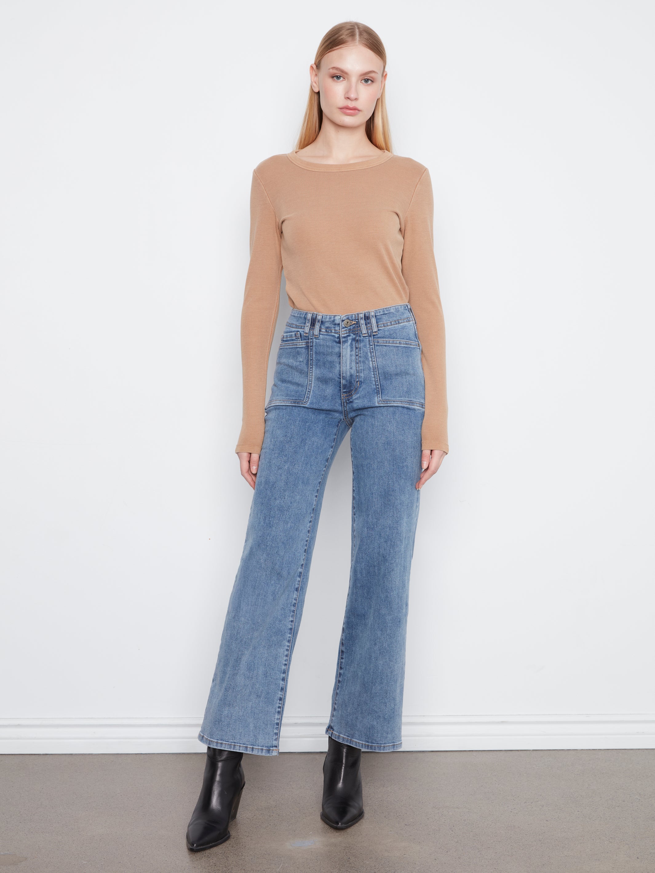 Charlie B Wide Leg Jeans - Medium Blue