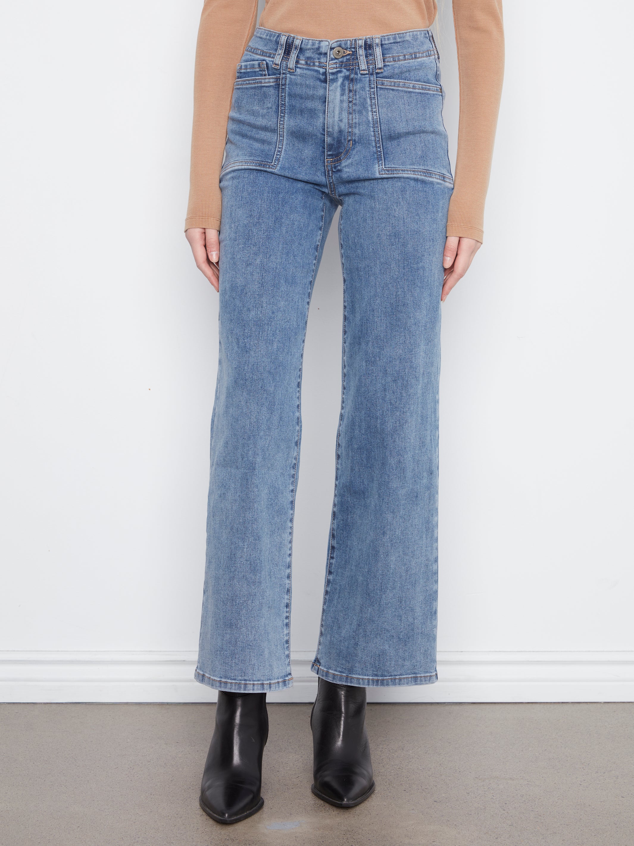 Charlie B Wide Leg Jeans - Medium Blue