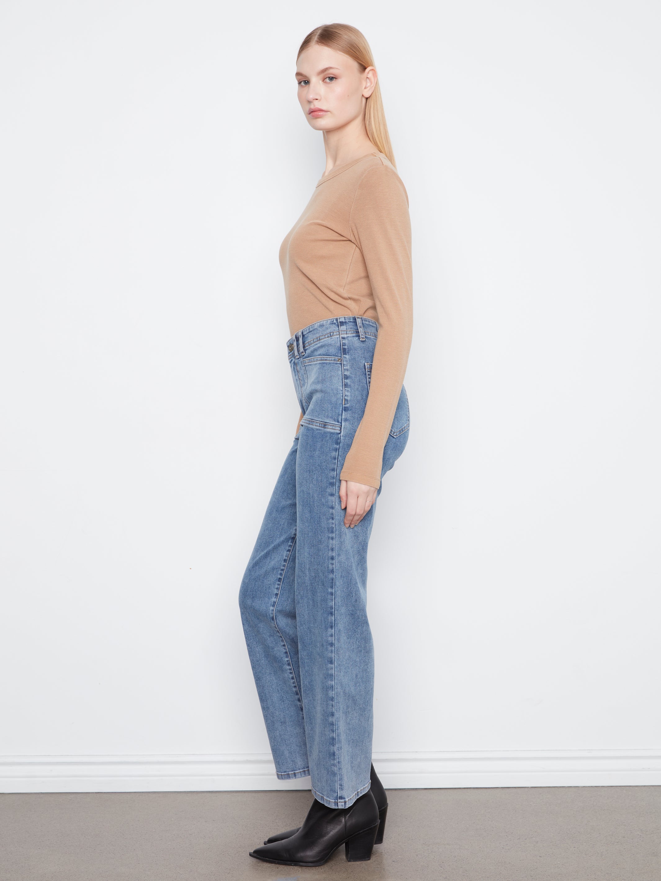 Charlie B Wide Leg Jeans - Medium Blue