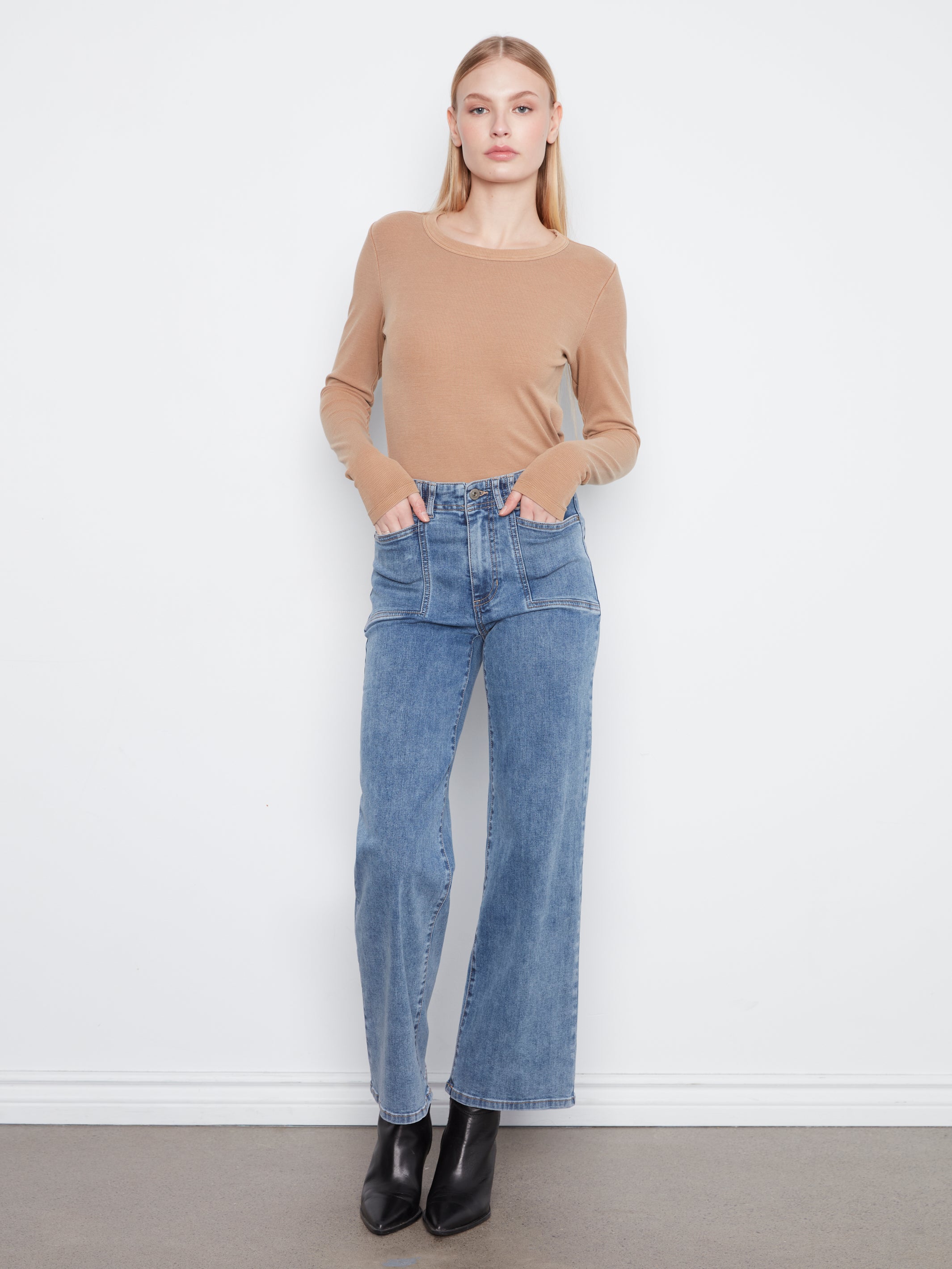 Charlie B Wide Leg Jeans - Medium Blue