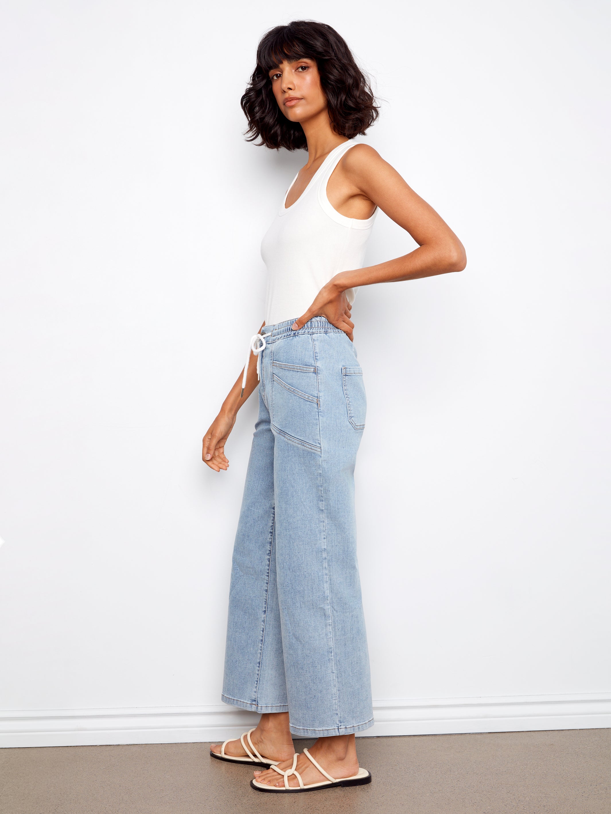 Charlie B Wide Leg Jogger Jean - Soft Blue