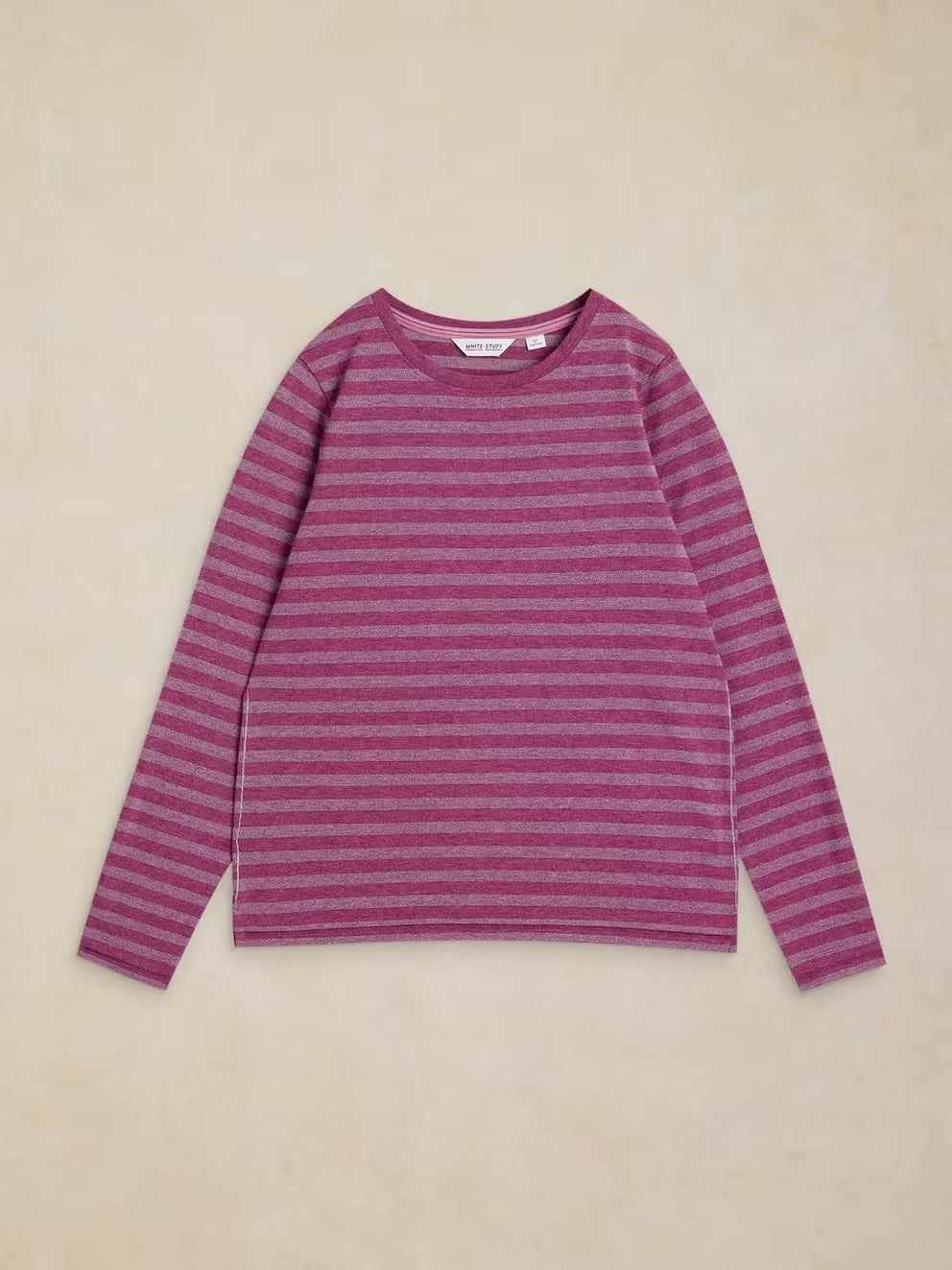 White Stuff Clara Stripe Sparkle Tee - Pink