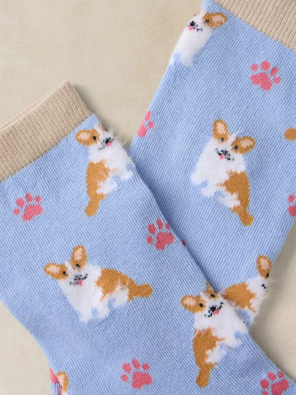 White Stuff Fluffy Corgi Ankle Sock - Blue Multi